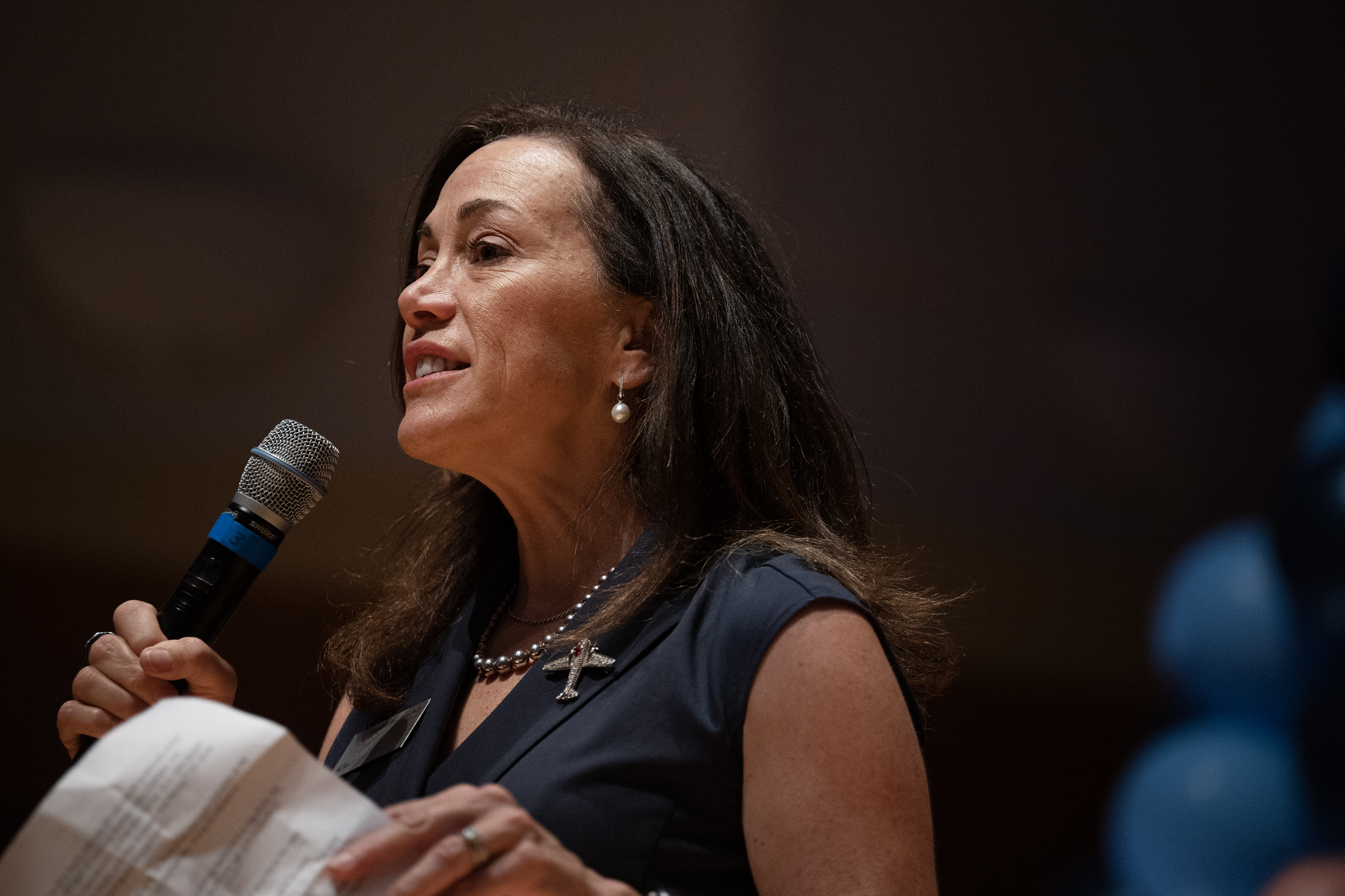 Metropolitan State University of Denver President Janine Davidson speaks during an event to announce a partnership between the university and United Airlines to address an industry pilot shortage on Friday, Aug. 18, 2023, in Denver. (Timothy Hurst/Denver Gazette) (TimHursttim.hurst@gazette.comhttps://secure.gravatar.com/avatar/aca82bd62b4ee425c598527cd6faa1b1?d=mm&r=g)