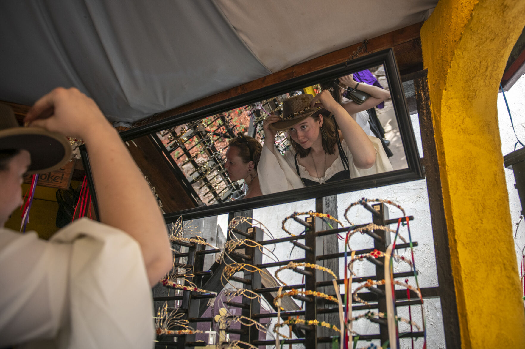 The Colorado Renaissance Festival has tens of vendors selling themed merchandise and gear like crowns, costumes, capes and corsets in Colorado Springs, Co., on Saturday, July 29, 2023. (Gabi Broekema)