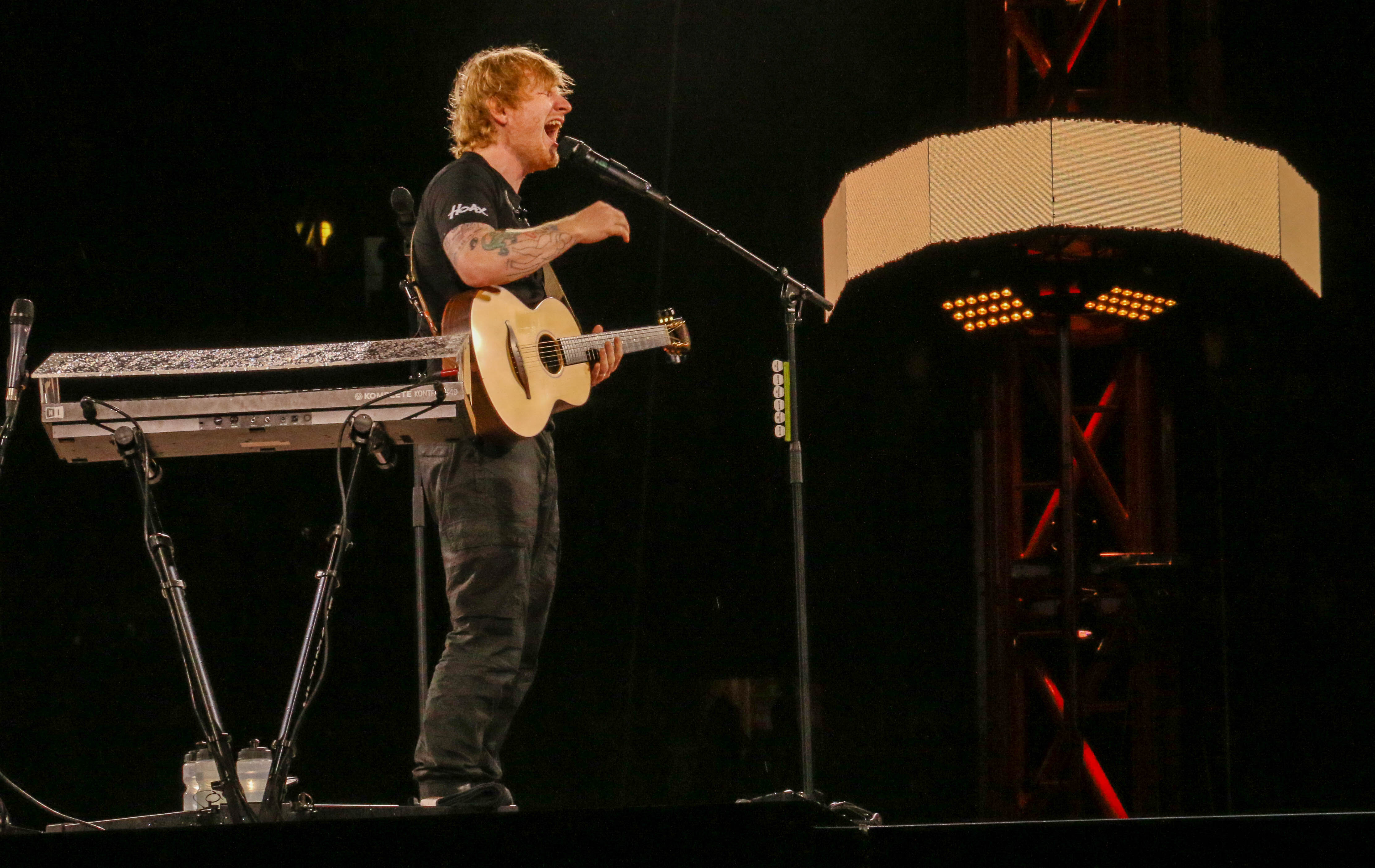 Ed Sheeran performs in concert at Empower Field at Mile High Stadium in Denver on Aug. 19, 2023. (JOHN MOORE, Denver Gazette)