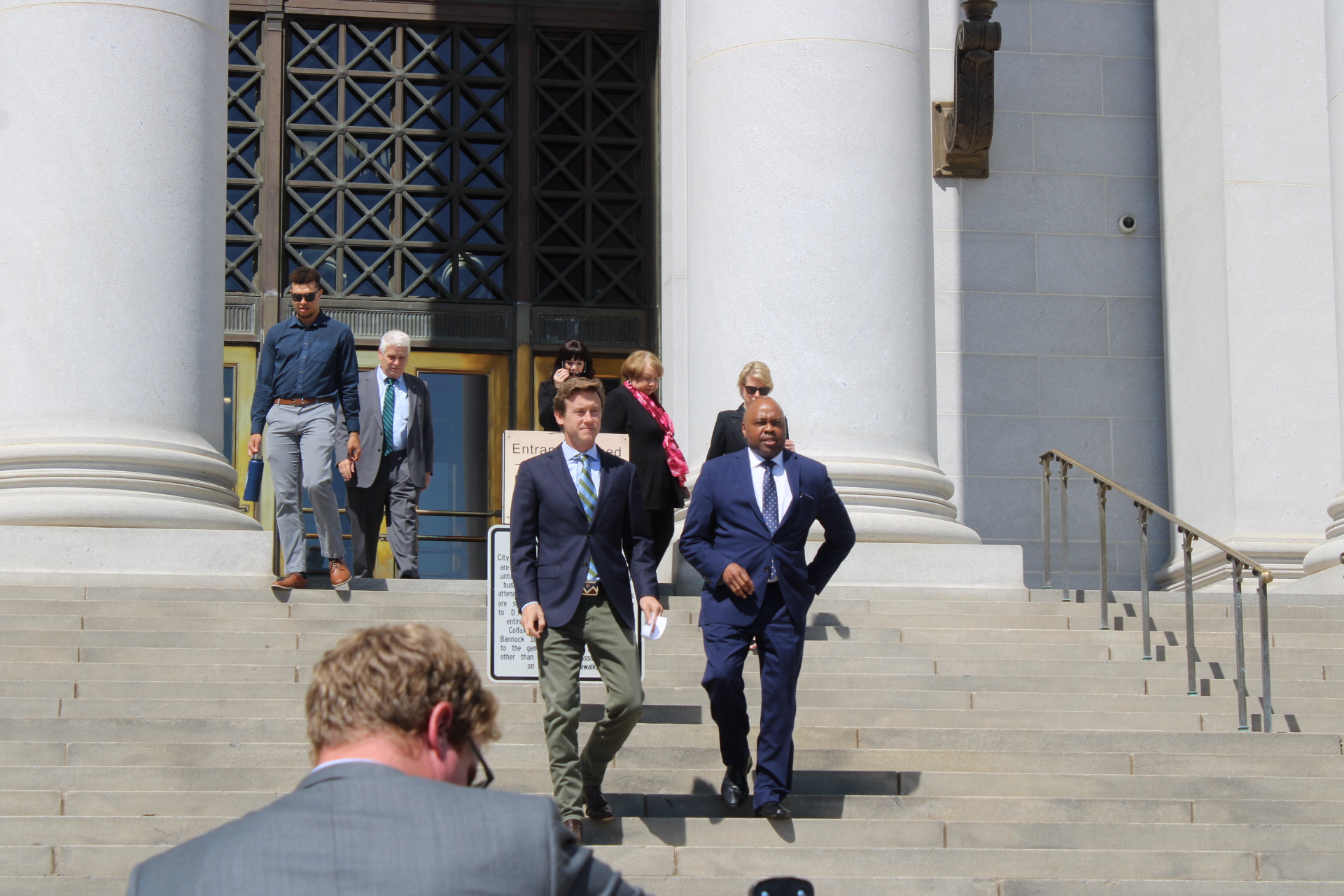 Denver Mayor Mike Johnston (left) and Denver International Airport CEO Phillip Washington walk down the steps of city hall Thursday, after announcing a deal with Aer Lingus to provide direct flights from Denver to Ireland, and back. (NoahFestensteinCity Government Reporternoah.festenstein@denvergazette.comhttps://denvergazette.com/content/tncms/avatars/9/f0/326/9f032698-379f-11ee-8053-8bacbed4931f.60984dba383441d9647e0e740a08a8e6.png)