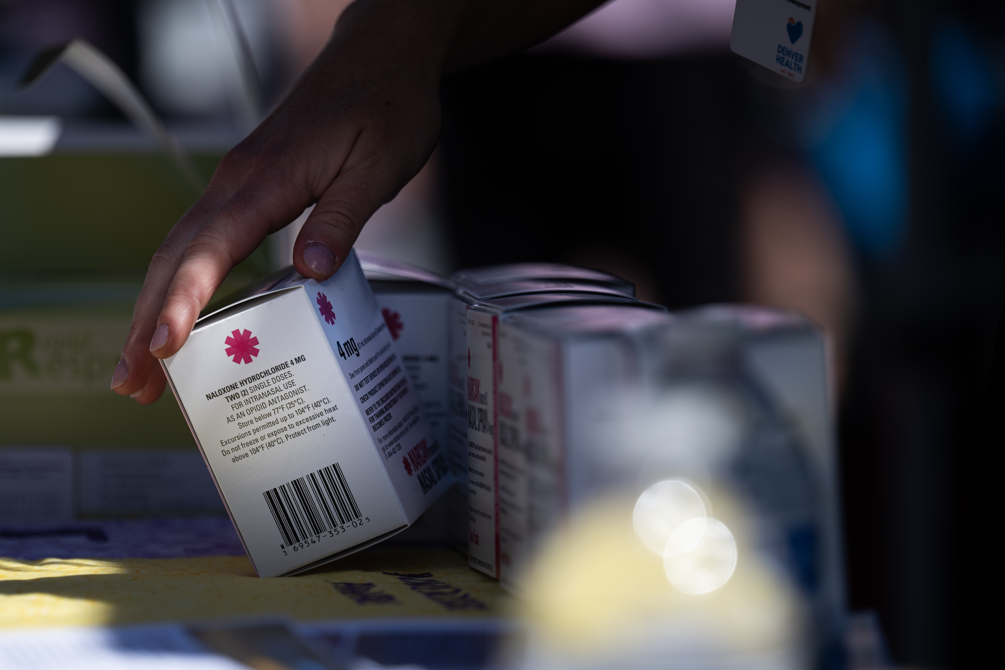 FILE PHOTO: A Denver Health employee hands out doses of Narcan, a-soon-to-be over the counter nasal spray that can reverse overdoses from opioids, during an event to mark International Overdose Awareness Day on Thursday, Aug. 31, 2023, at the Denver Health main campus in Denver. (Timothy Hurst/Denver Gazette) (TimHursttim.hurst@gazette.comhttps://secure.gravatar.com/avatar/aca82bd62b4ee425c598527cd6faa1b1?d=mm&r=g)