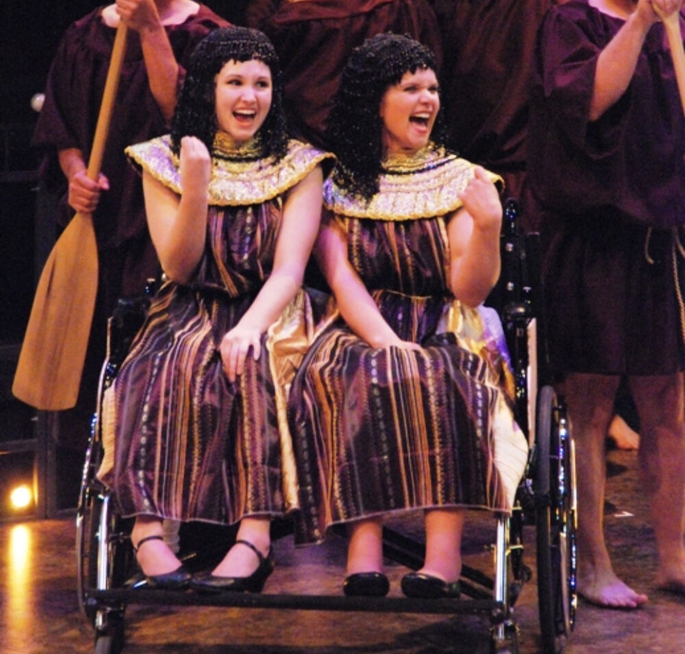 Jenna Bainbridge, left, and Regan Linton played conjoined twins in Phamaly Theatre Company's 'Side Show' in 2008. In 2022, Bainbridge has just been cast in the new Broadway musical 
