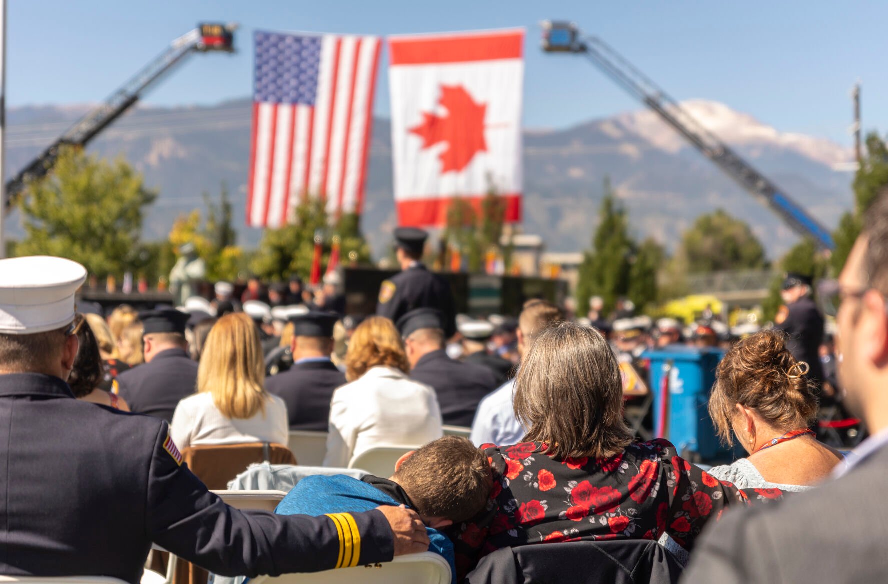 Families, friends and fellow firefighters respect and remember 572 fallen firefighters during the Fallen Fire Fighter Memorial 2023 Observance in Memorial Park on Saturday. (Photos by Gabi Broekema, The Gazette)