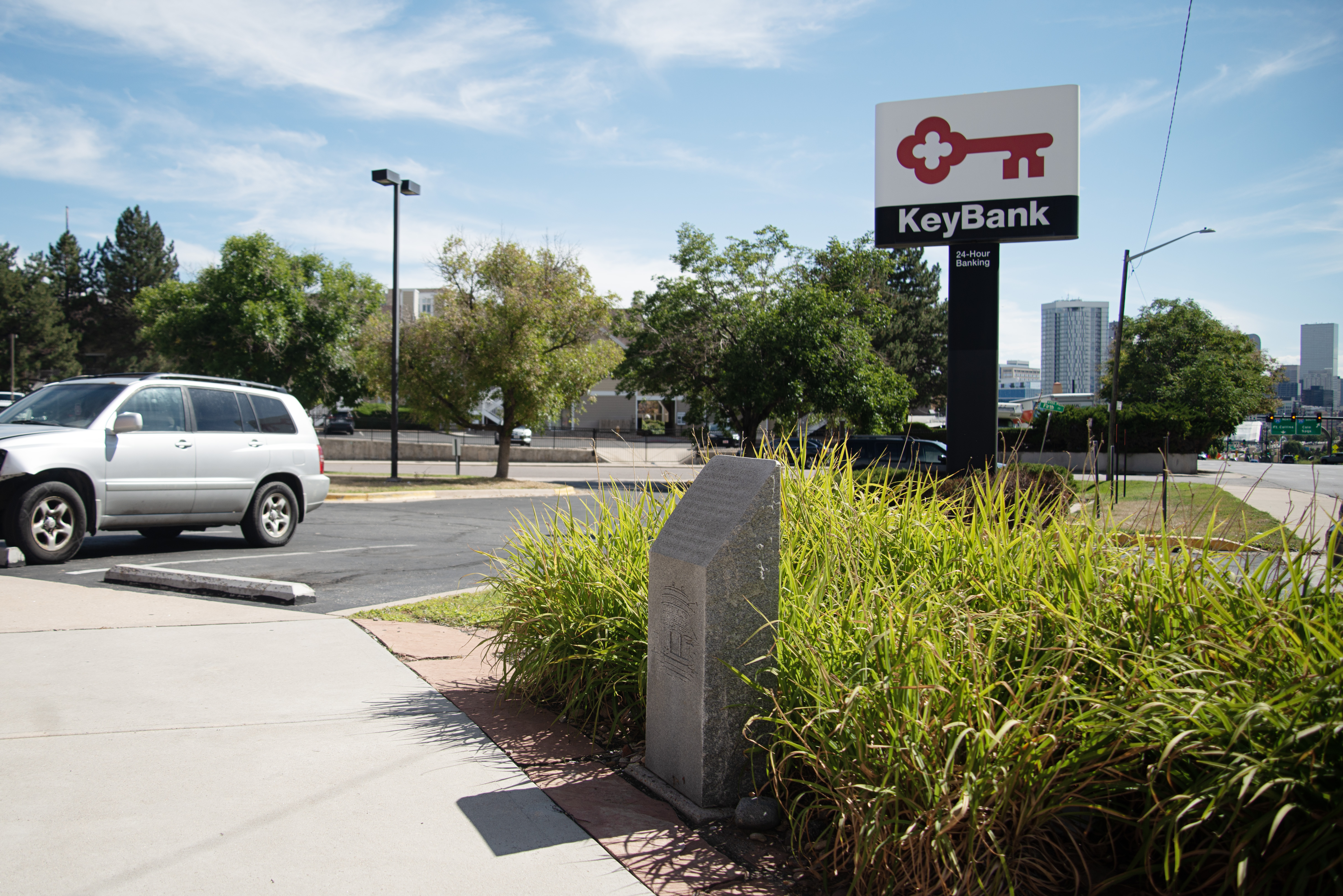 Louis Ballast's marker sits inconspicuously in the landscape of the KeyBank near the intersection of Speer Boulevard and Zuni Street. It's the site of the former Humpty Dumpty Barrel, thought to be Colorado's first drive thru, where Ballast claims to have invented the cheeseburger in 1935. (TomHellauerMultimedia Producertom.hellauer@denvergazette.comhttps://denvergazette.com/content/tncms/avatars/f/9e/622/f9e6228a-3b6b-11ed-bf10-fbb71fa8e421.f54b911252c540f1d61709edc4727a39.png)