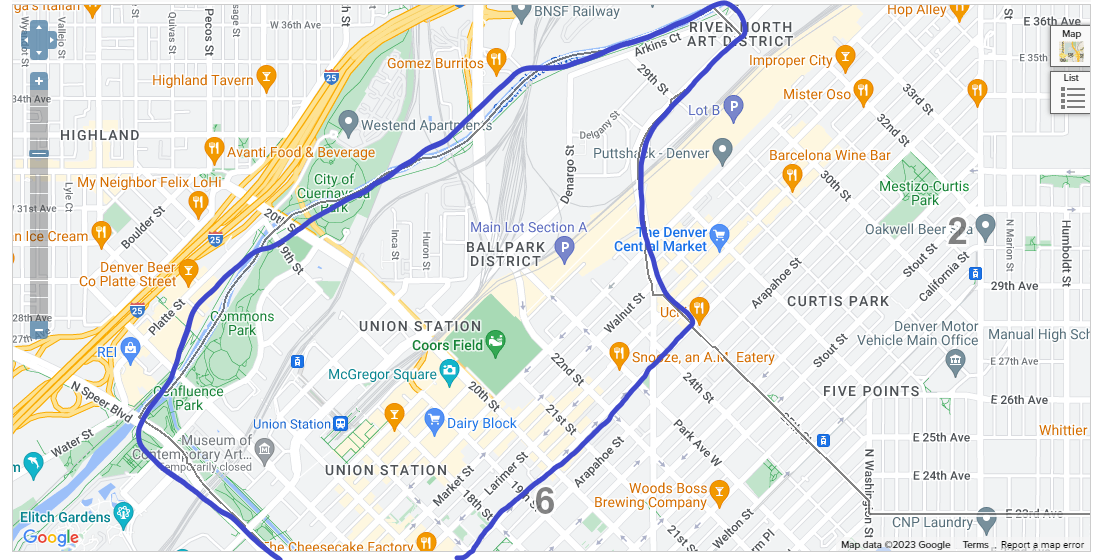 This map shows an area the Denver police call 