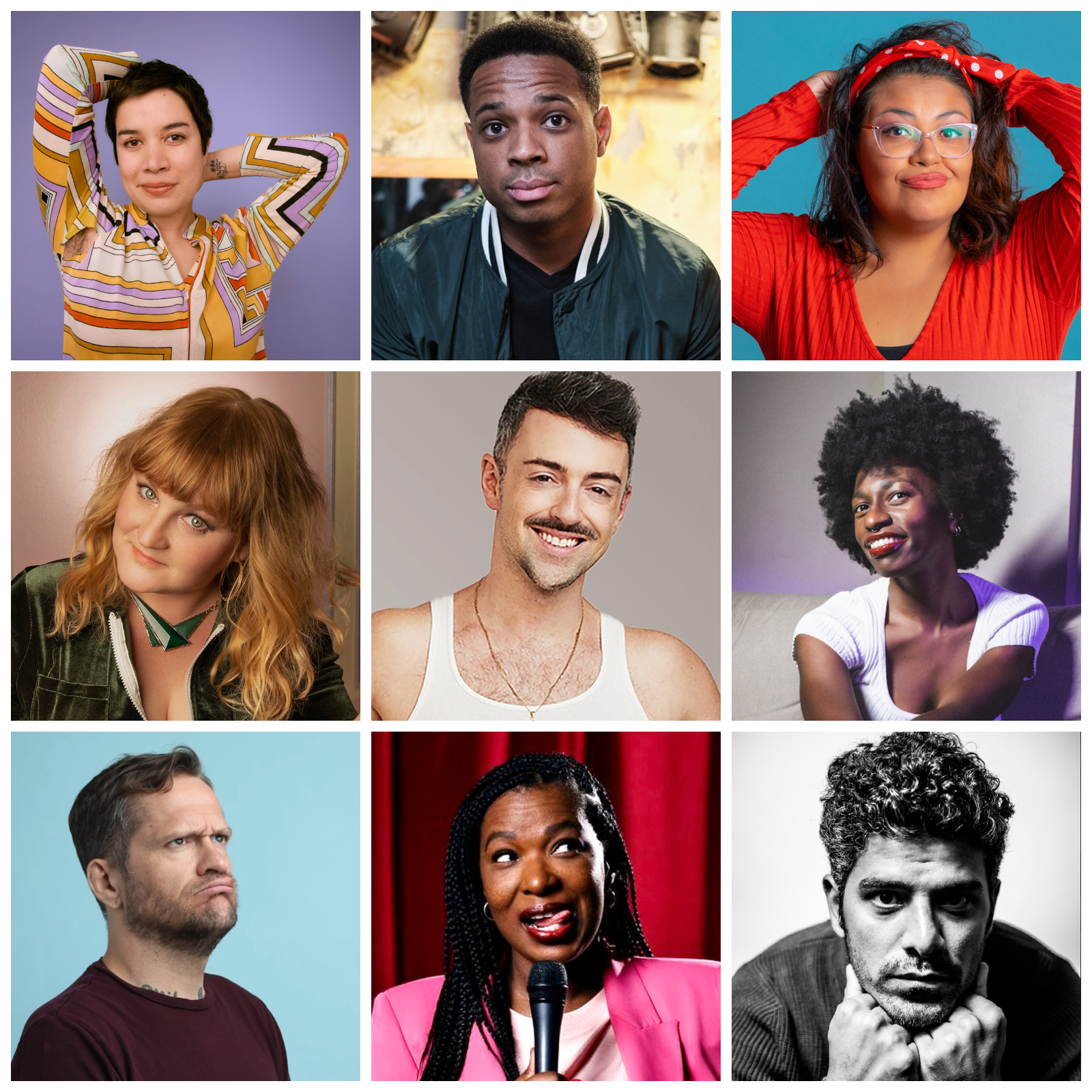 Among those performing at the 2023 High Plains Comedy Festival from Sept. 21-23: Top row, from left: Clare O'Kane, Troy Walker and Vanessa Gonzalez. Middle row: Amy Miller, Matteo Lane and Katrina Davis. Bottom row: Ben Roy, Janae Burris and Ali Kareem. (Photos courtesy High Plains Comedy Festival)
