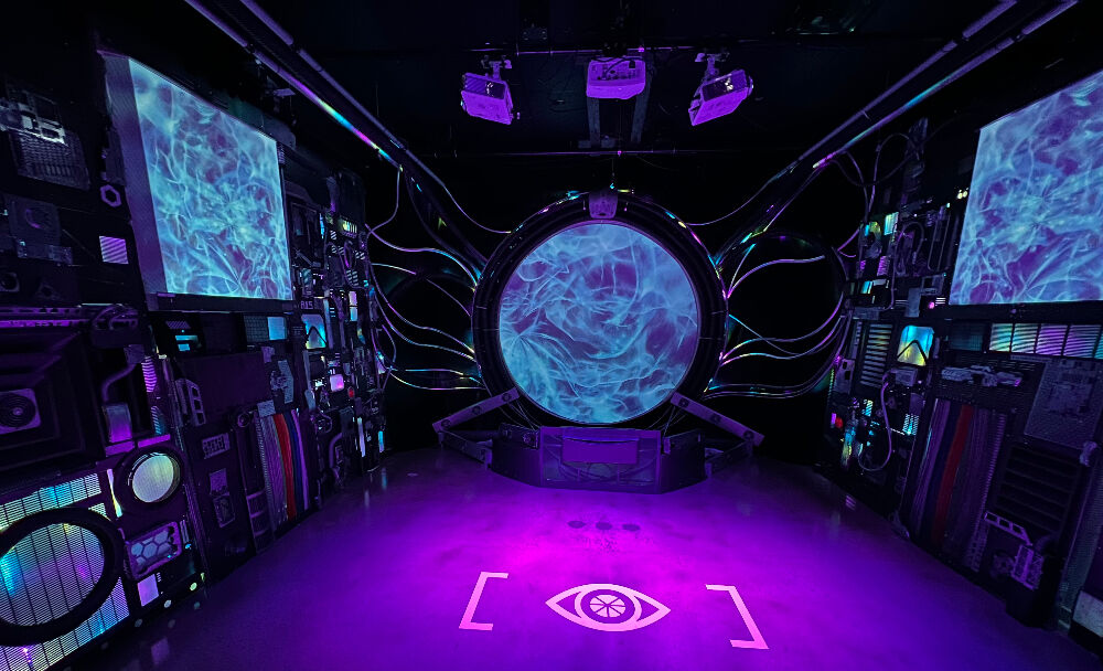 This is a fanciful digital project by Pat Higgins and Sam Moritz. Meet IRIS (The Inhabitable Reality Intelligence System), an imagined vessel that operates by utilizing the viewer's motion to scan the multiverse in search of possible timelines, realms and realities. (Courtesy WAVEFORM.exp)
