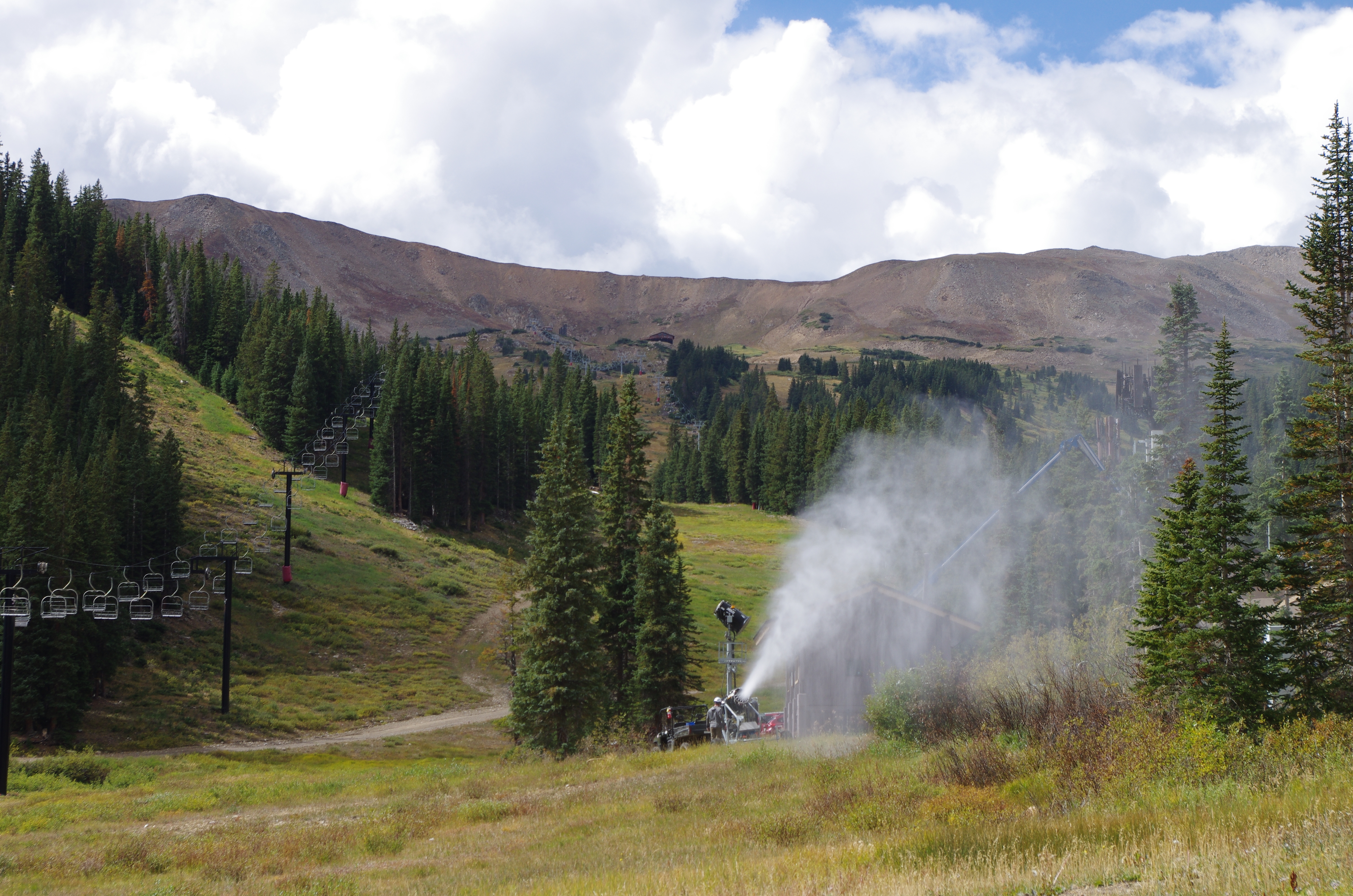 Snowgun testing being performed at Loveland Ski Area ahead of the 2023-24 ski season. (Courtesy, Dustin Schaefer/Loveland Ski Area)