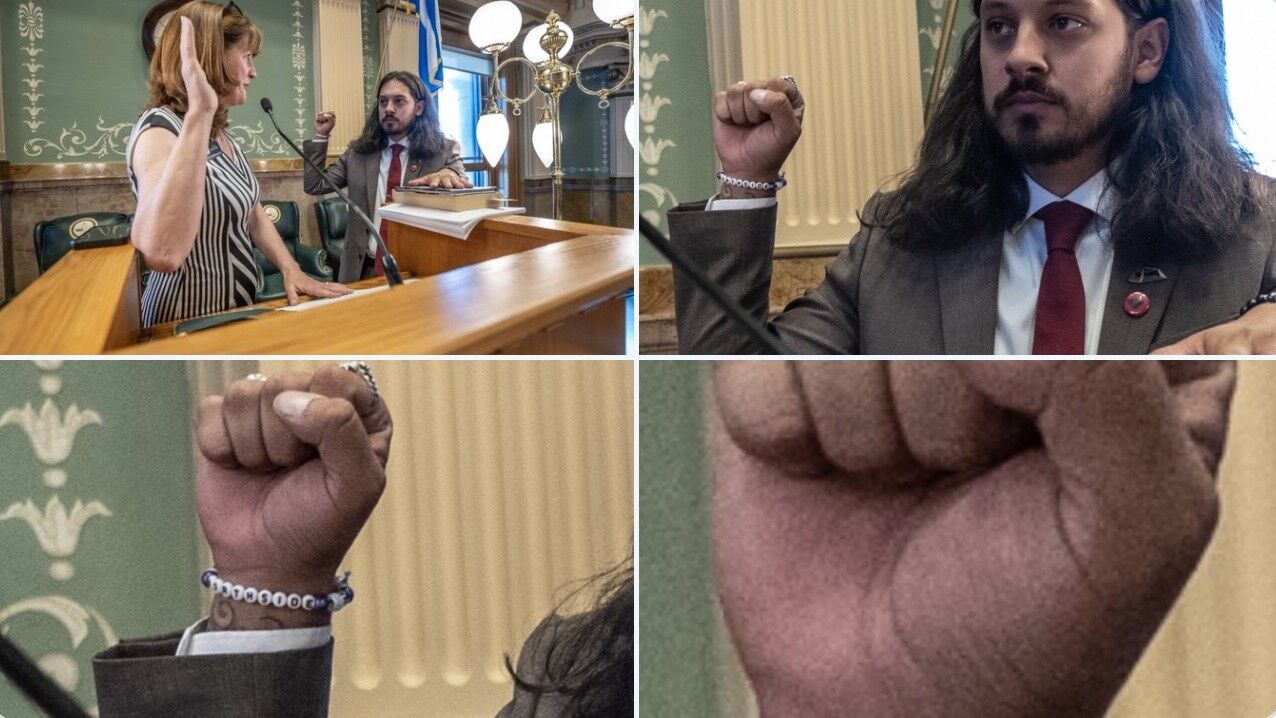 Tim Hernandez posted this photo to Twitter of his swearing in. (VIA TWITTER (X))