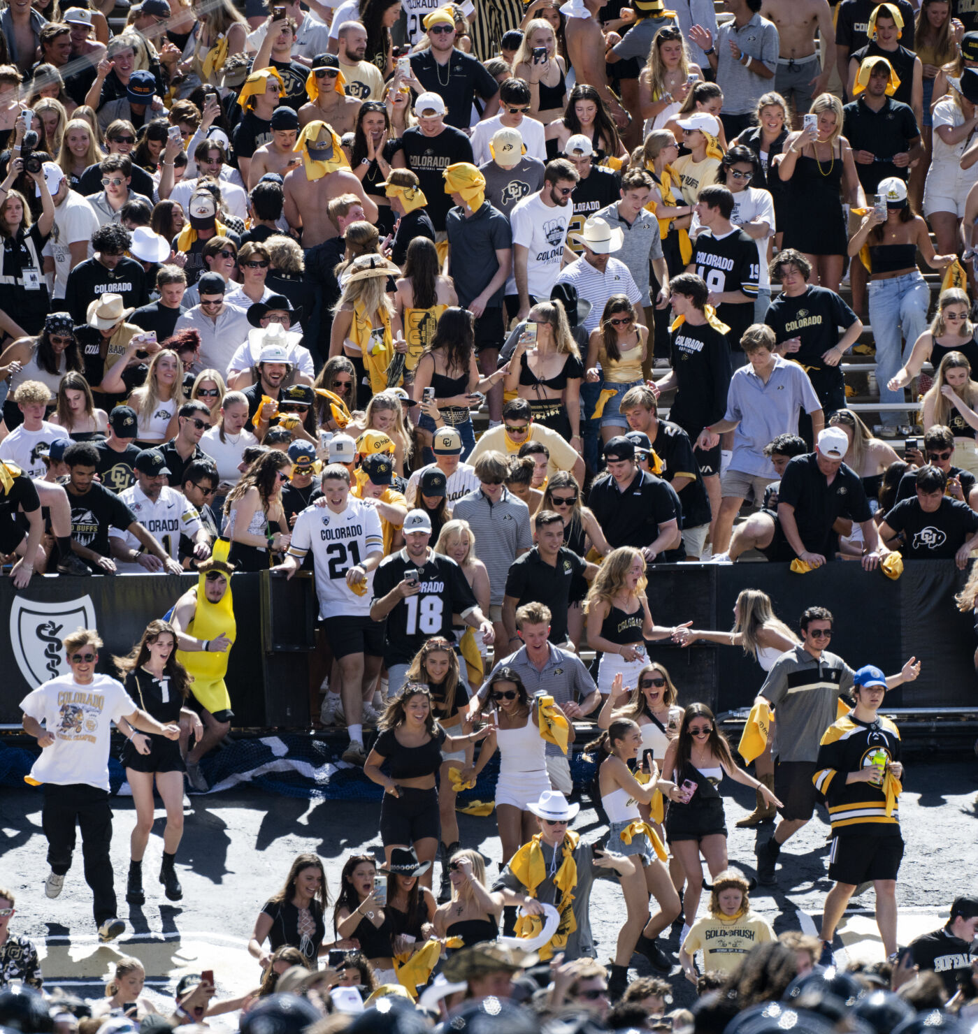 Fans storm the field after Colorado defeated Nebraska 36-10 Saturday, Sept. 9, 2023, at Folsom Field in Boulder, Colo. (The Gazette, Christian Murdock) (Christian Murdock/The Gazette)