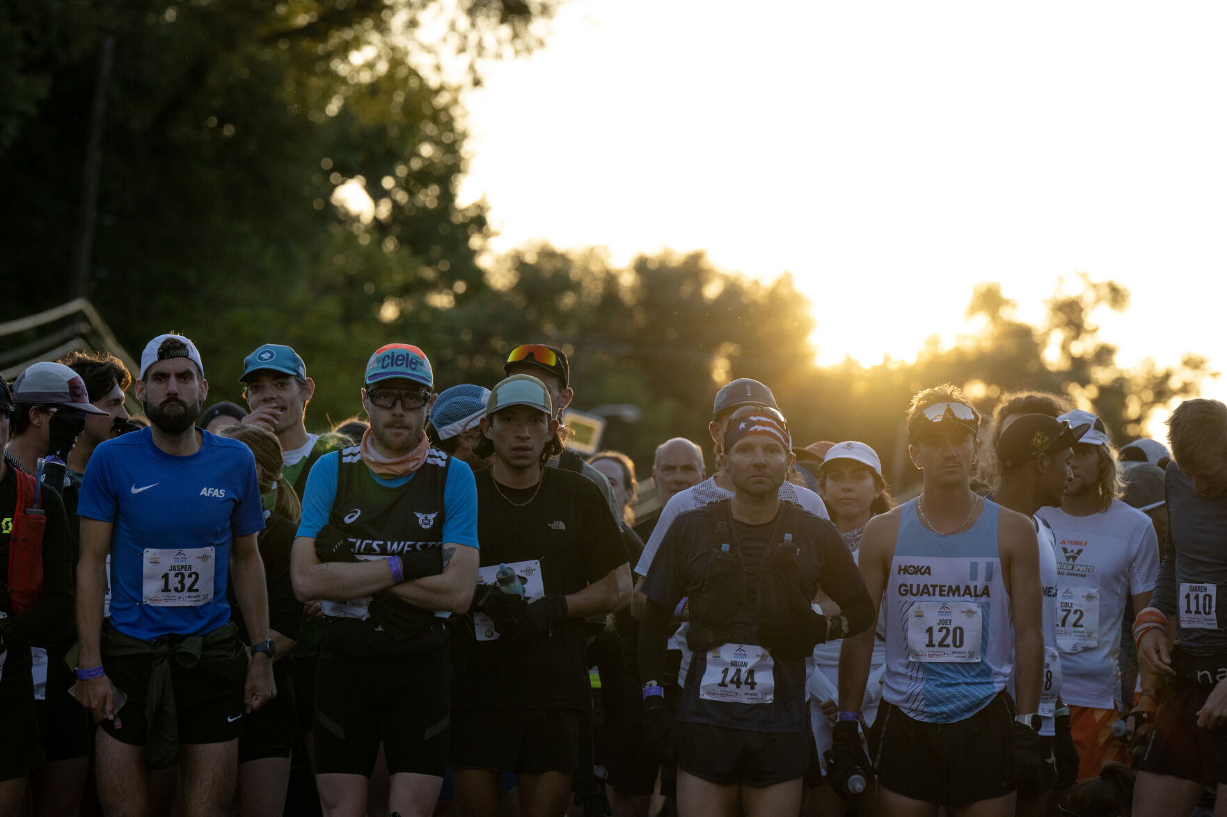 The first wave of runners wait at the starting line of the Pikes Peak Ascent on Saturday, Sept. 16, 2023. (Parker Seibold, The Gazette) (Parker Seibold)