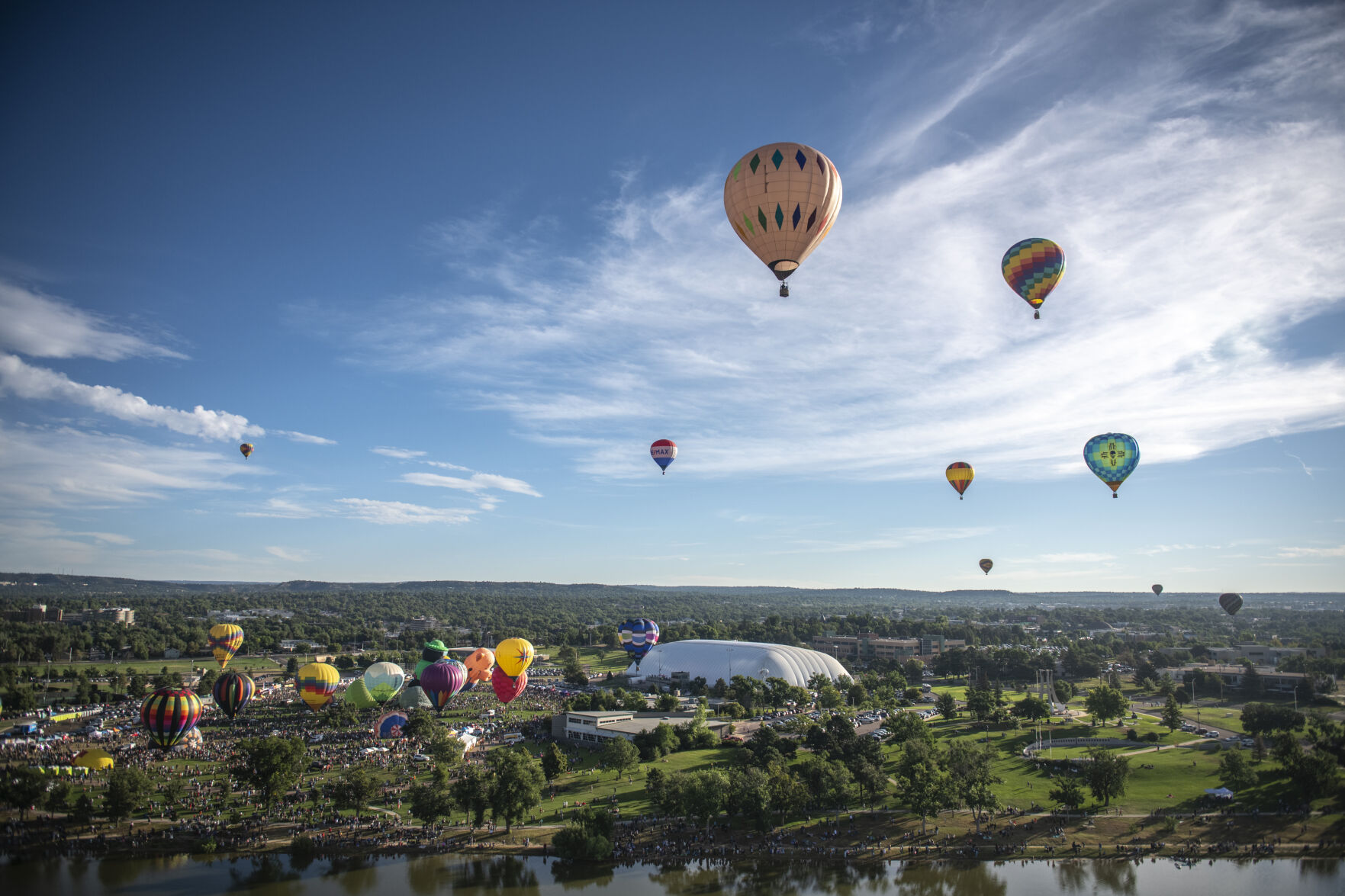 Balloons of all shapes and sizes take to the skies over Memorial Park for the Labor Day Lift Off in Colorado Springs on Saturday, September 2, 2023. (Gabi Broekema, The Gazette) (Gabi Broekema)