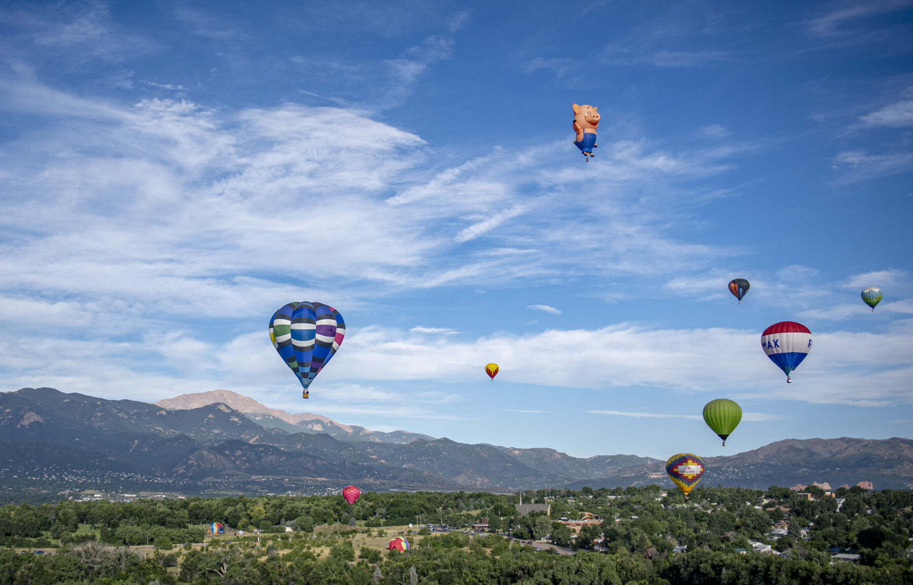 Balloons of all shapes and sizes take to the skies from Memorial Park for the Labor Day Lift Off in Colorado Springs on Saturday, September 2, 2023. (Gabi Broekema)