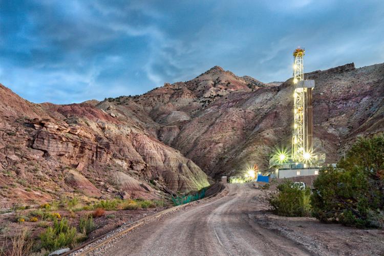 Drilling Fracking Rig at Dusk Colorado oil gas
