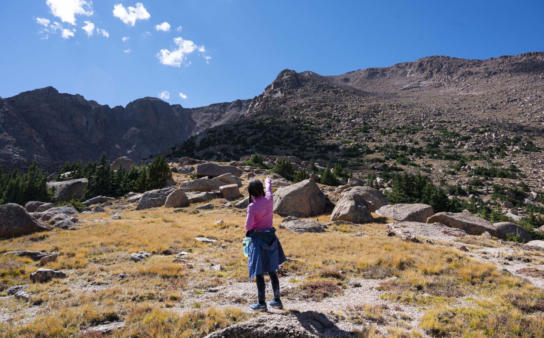 Debby Patz of Colorado Springs hikes toward the Crater and the Cirque, 1,500 feet above, on Sept. 17, 2022. (Christian Murdock, the gazette)