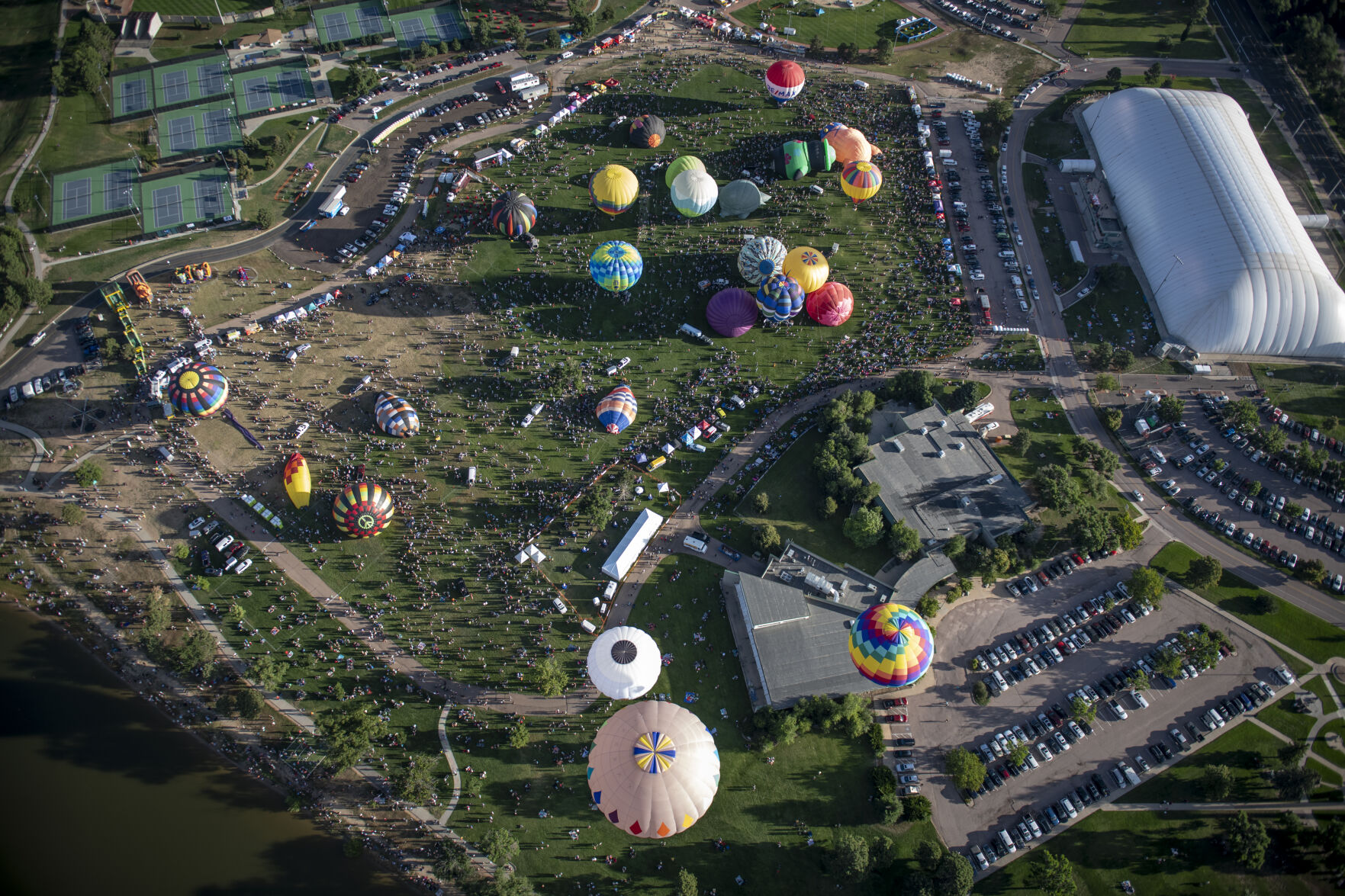 Balloons of all shapes and sizes take to the skies from Memorial Park for the Labor Day Lift Off in Colorado Springs on Saturday, September 2, 2023. (Gabi Broekema)