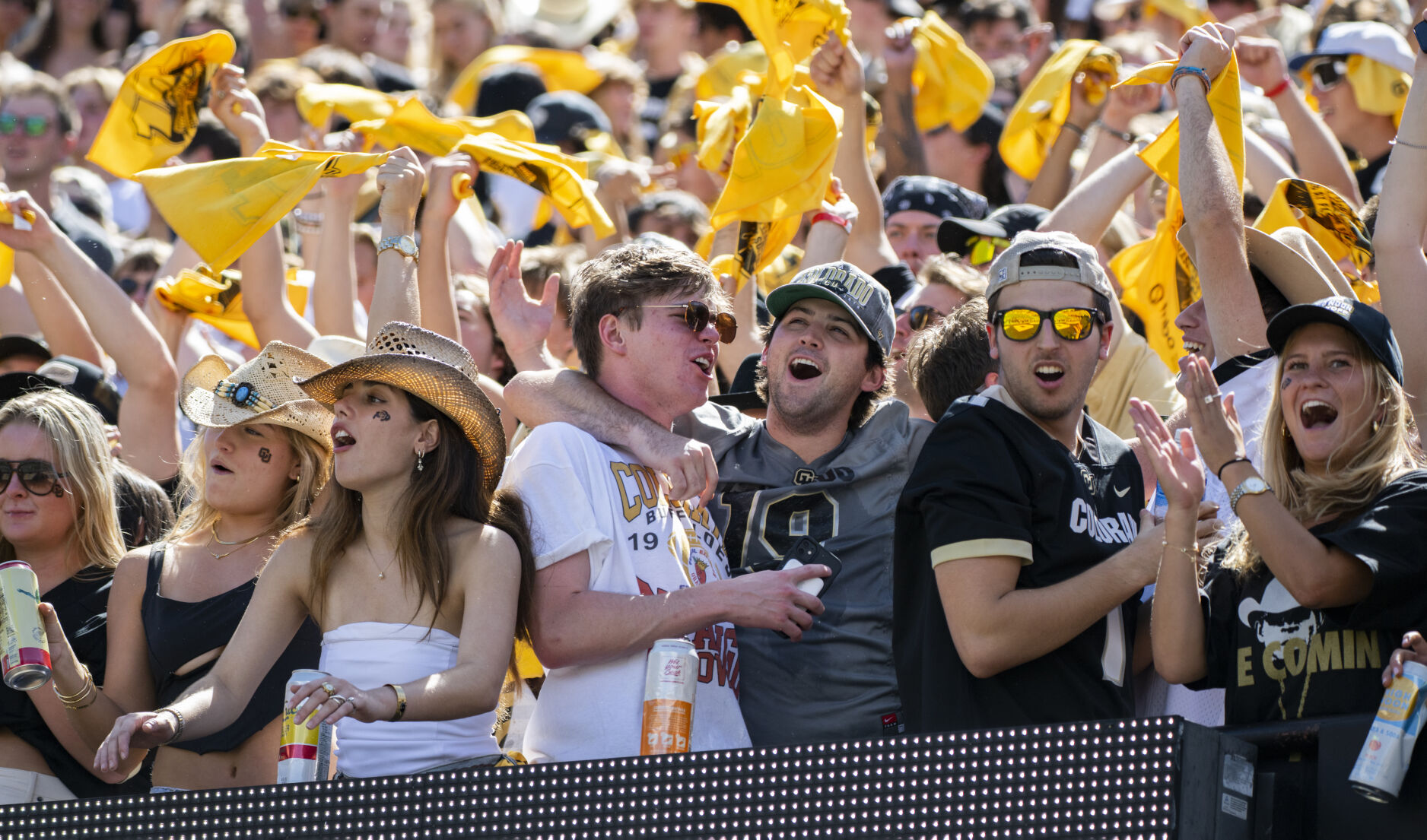 Colorado fans celebrate in the student section as the buffalos extend their lead against the Nebraska Cornhuskers during the second half Saturday, Sept. 9, 2023, at Folsom Field in Boulder, Colo. (The Gazette, Christian Murdock) (Christian Murdock/The Gazette)