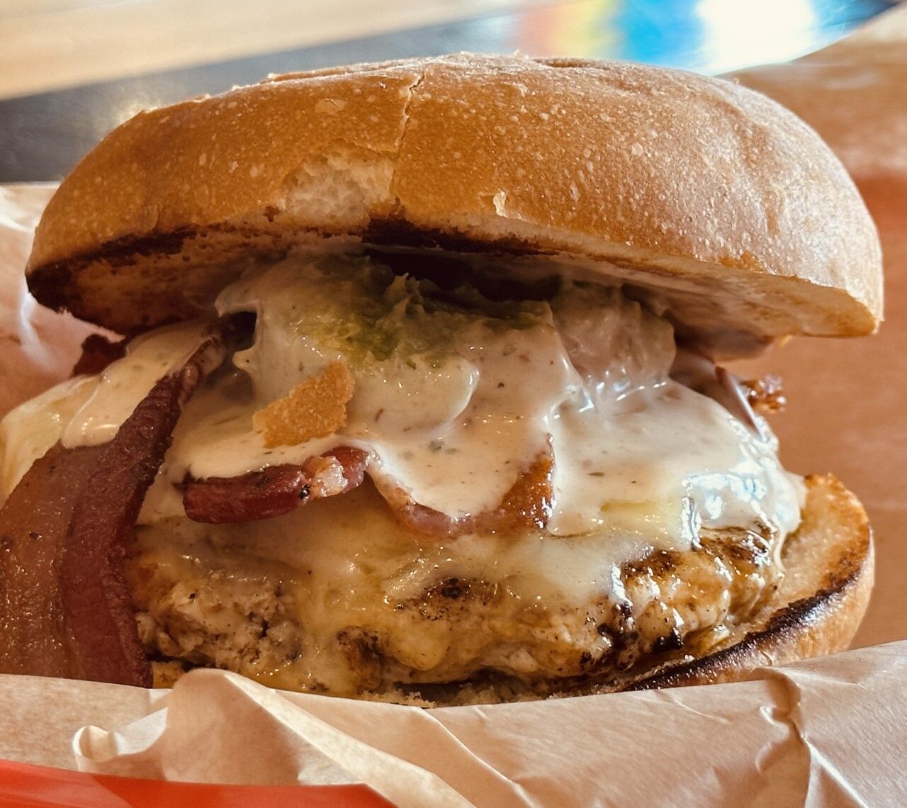 Bingo Burger's January Burger of the Month is The Resolution Burger, with grilled ground chicken breast  topped with bacon, Swiss cheese, guacamole and chipotle lime mayo. (TeresaFarneyteresa.farney@gazette.comhttps://secure.gravatar.com/avatar/5fa6e85609aee138712caf960aaf3354?d=mm&r=g)