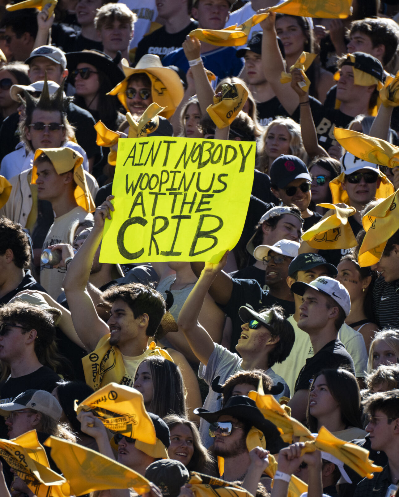 Colorado fans celebrate in the student section as the buffalos during the first half against the Nebraska Cornhuskers Saturday, Sept. 9, 2023, at Folsom Field in Boulder, Colo. (The Gazette, Christian Murdock) (Christian Murdock/The Gazette)