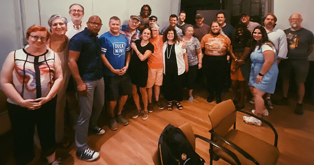 There's a whole lot of the Curious Theatre Company taking part in the Curious Theatre Company's 2023-24 season opener, 'The Minutes.' (Courtesy Curious Theatre Company)