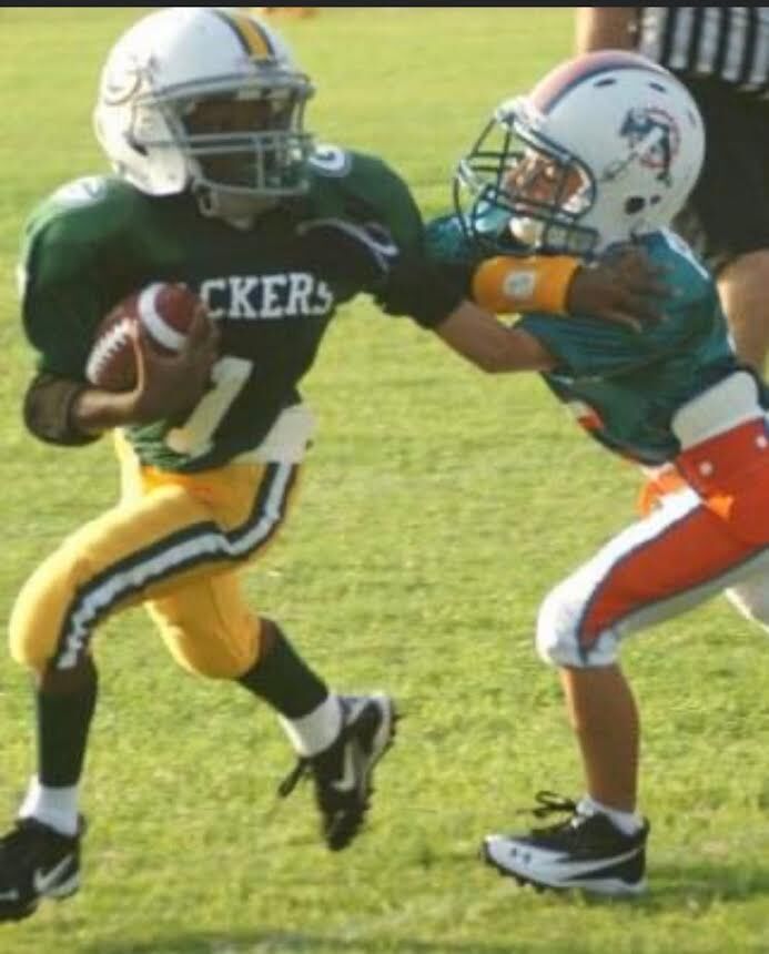 Broncos wide receiver Marvin Mims Jr. when he played youth football in his native Frisco, Texas, for the Frisco Packers. Photo courtesy of Mims family.