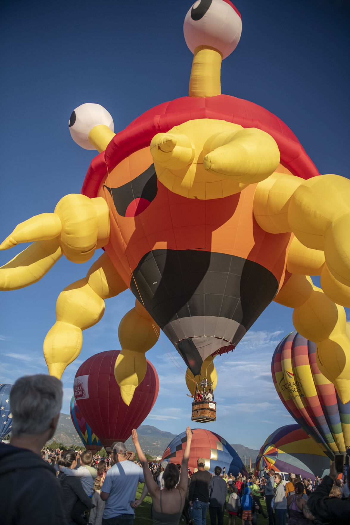 Zach Burgess’ balloon Claw’D takes off from Memorial Park for the Labor Day Lift Off in Colorado Springs on Saturday, September 2, 2023. (Gabi Broekema, The Gazette) (Gabi Broekema)