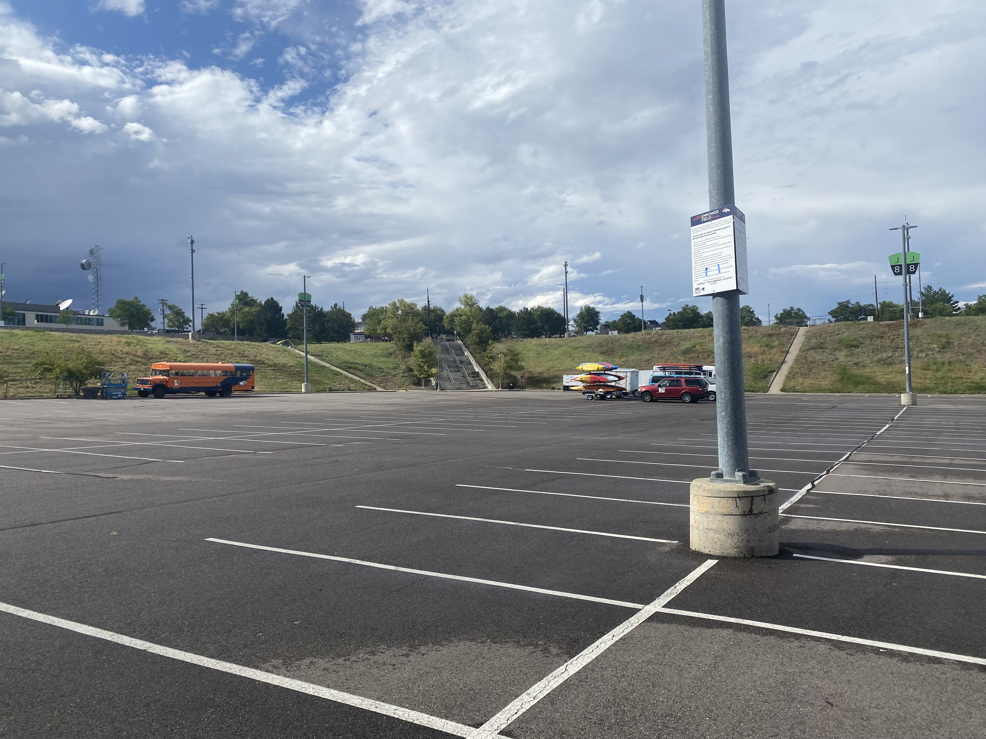 Lot J at Empower Field at Mile High. It was in this parking lot on Oct. 19, 2014, that the family of late Broncos running back Rob Lytle spread his ashes at the site of old Mile High Stadium, where Lytle had a controversial non-fumble in the 1977 AFC championship game against the Oakland Raiders. Lytle died in 2010.(Photo by Chris Tomasson/Denver Gazette) (Chris Tomasson, The Denver Gazette)