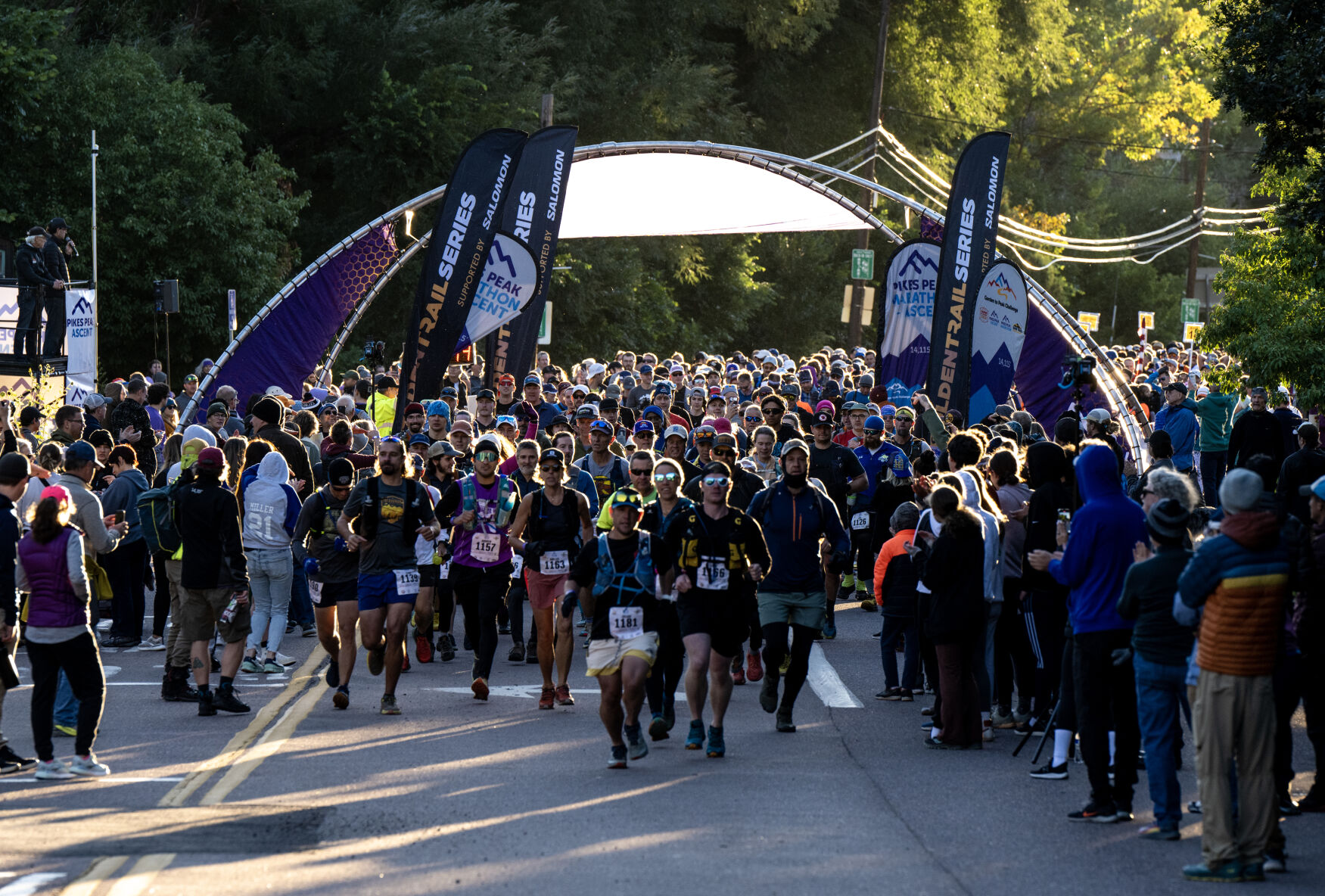 Runners take off from the starting line of the Pikes Peak Ascent on Saturday, Sept. 16, 2023. (Parker Seibold, The Gazette) (Parker Seibold)