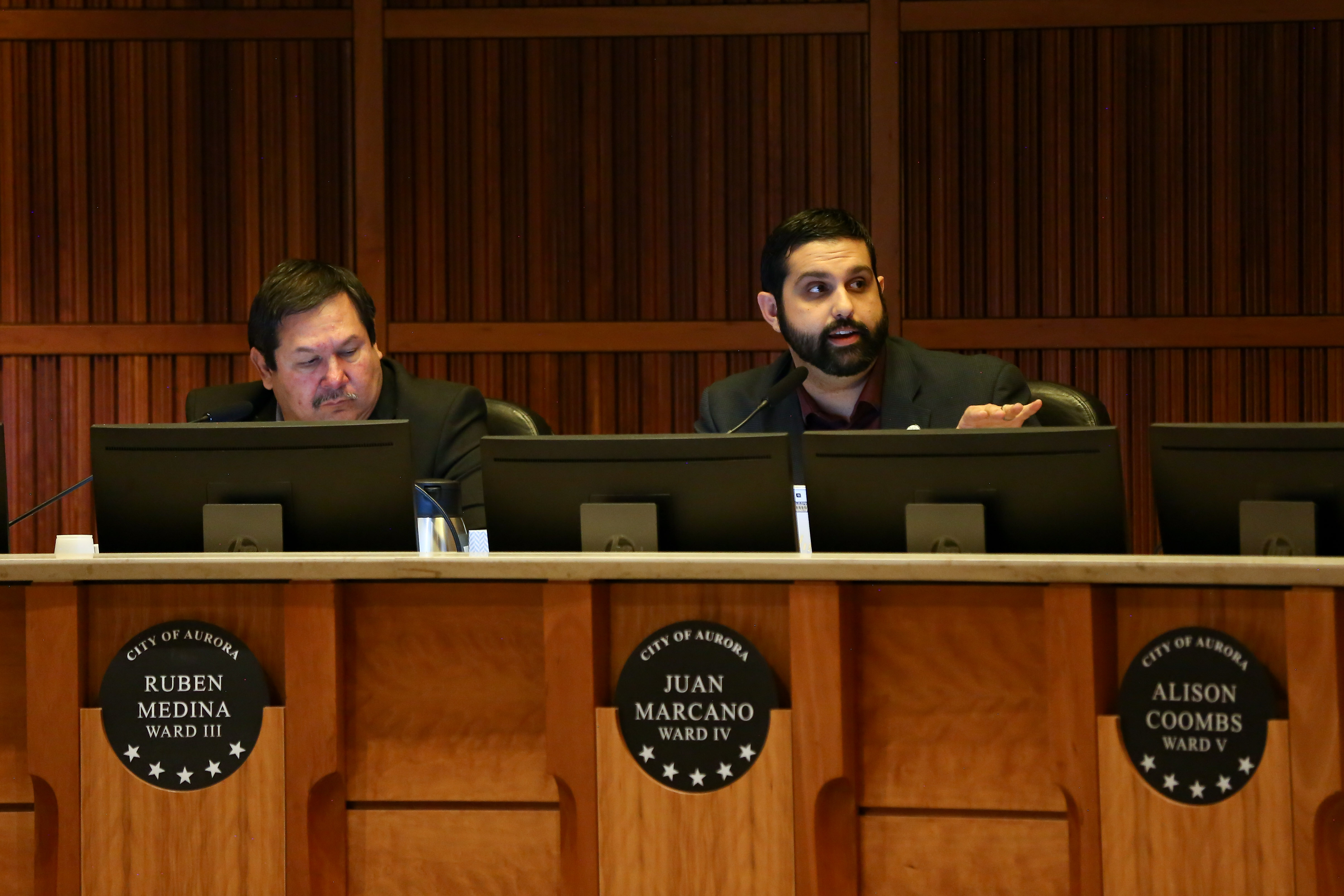 Council member Juan Marcano speaks at an Aurora City Council meeting Oct. 24, 2022. (Chris Rourke/ The Denver Gazette)
