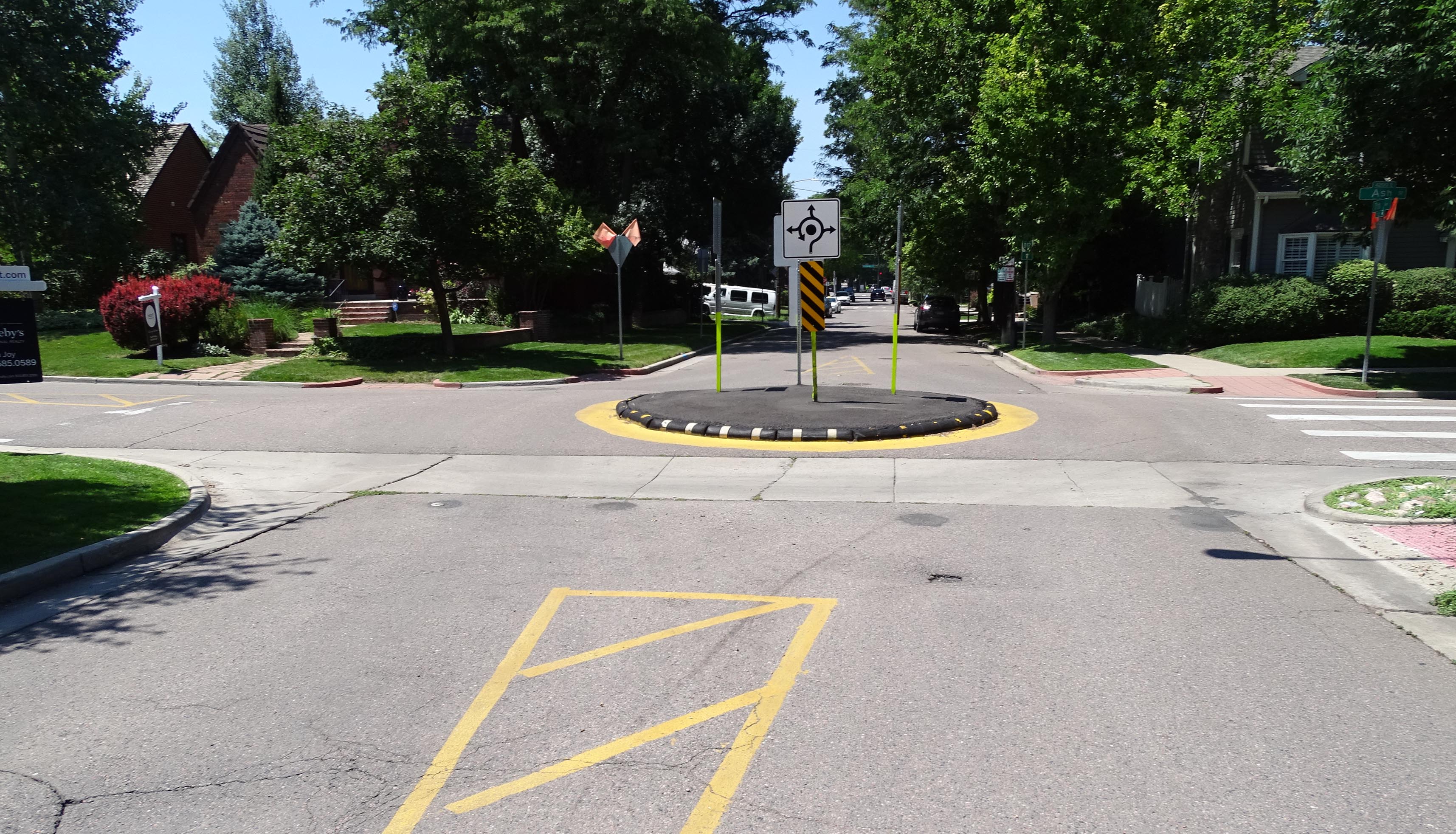 A newer traffic circle installed at E. 7th Avenue and Ash Street. (Mark Samuelson/Special to The Denver Gazette)