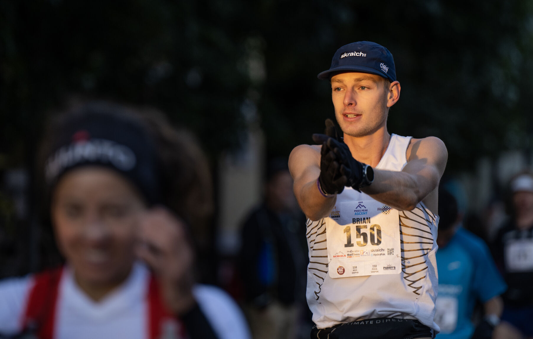 Brian Whitfield warms up before the Pikes Peak Ascent on Saturday, Sept. 16, 2023. (Parker Seibold, The Gazette) (Parker Seibold)