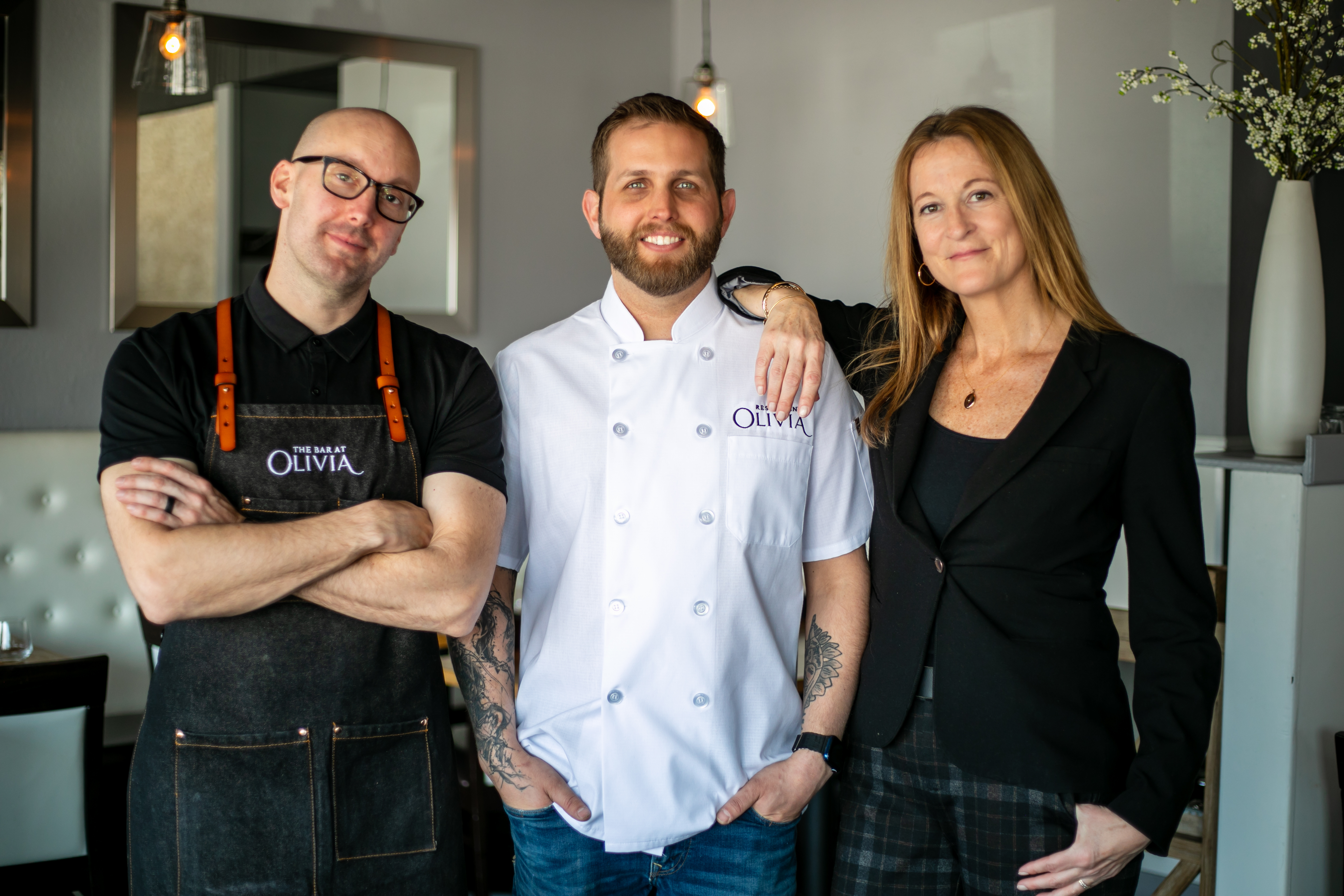 Restaurant Olivia, 290 S. Downing St., Denver, was named a Michelin recommended restaurant Tuesday. Co-Owners Austin Carson (left), Chef Ty Leon and Heather Morrison. (Courtesy: Joni Schrantz)