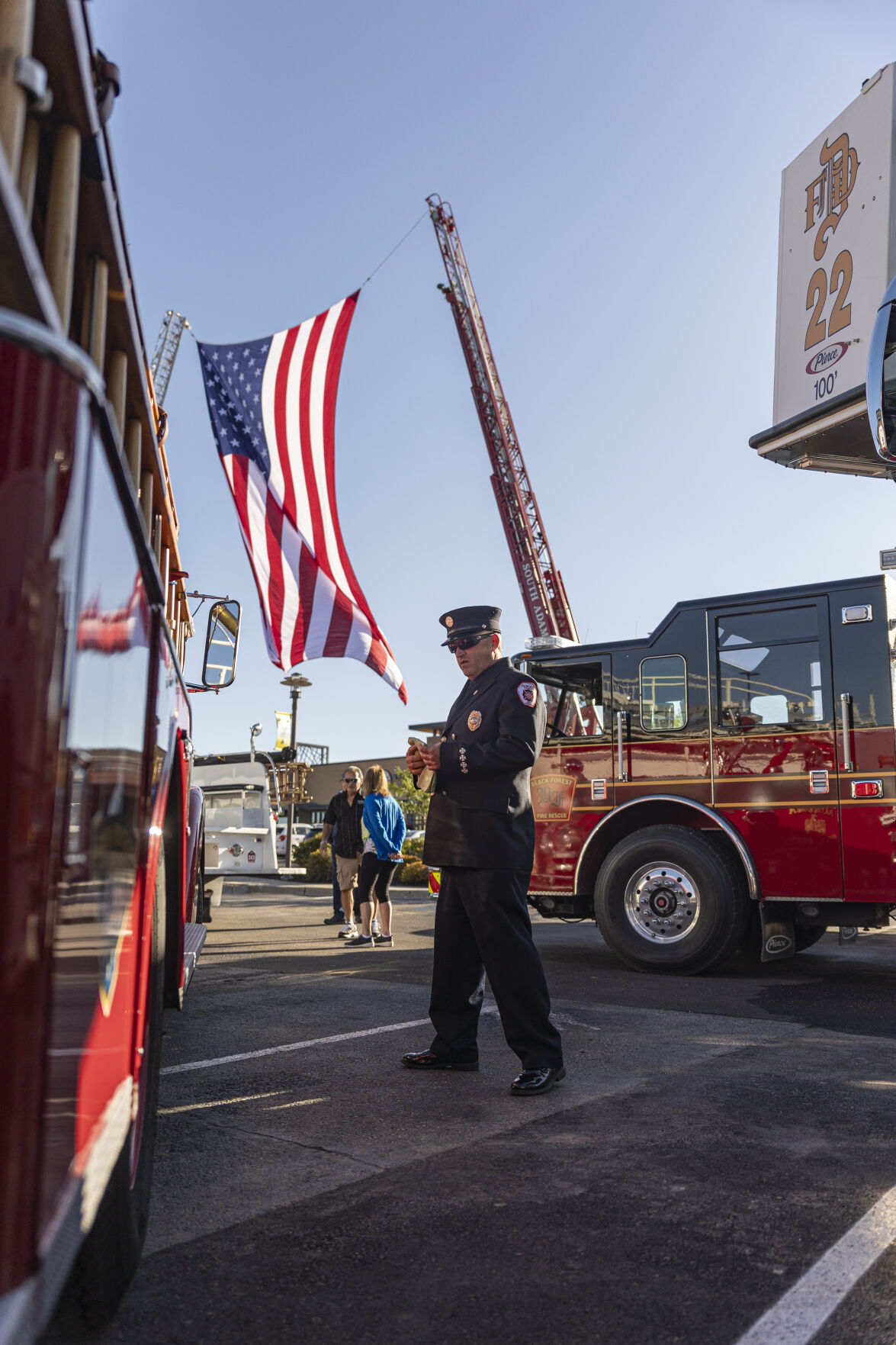 Aurora Fire Department Station 15 Engineer Dave Hamam cleans a 1955 C Grade Fire Pumper nicknamed, ‘Big John,’ for the Ride of Honor on Saturday, September 16, 2023. (Gabi Broekema)