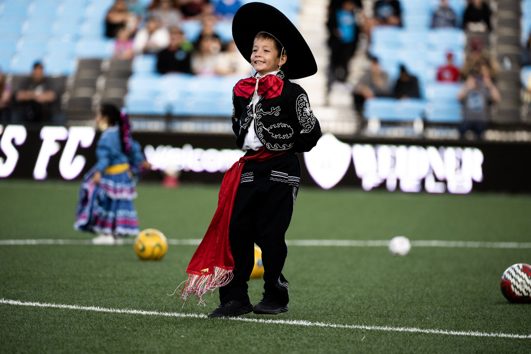 A young dancers performs before the start of a soccer game at Weidner Field on Saturday, Sept. 23, 2023. (Parker Seibold, The Gazette) (Parker Seibold)