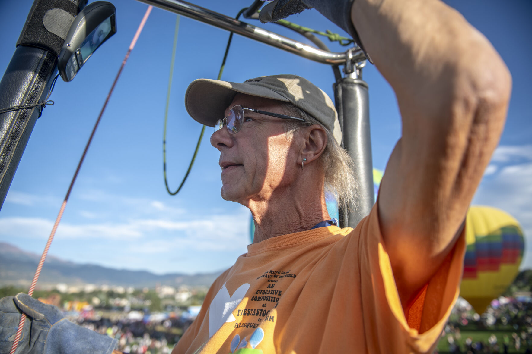 Jeff Haliczer of Nebraska takes to the air in his balloon Synchronicity in the first morning of the Labor Day Lift Off in Colorado Springs on Saturday, September 2, 2023. (Gabi Broekema)