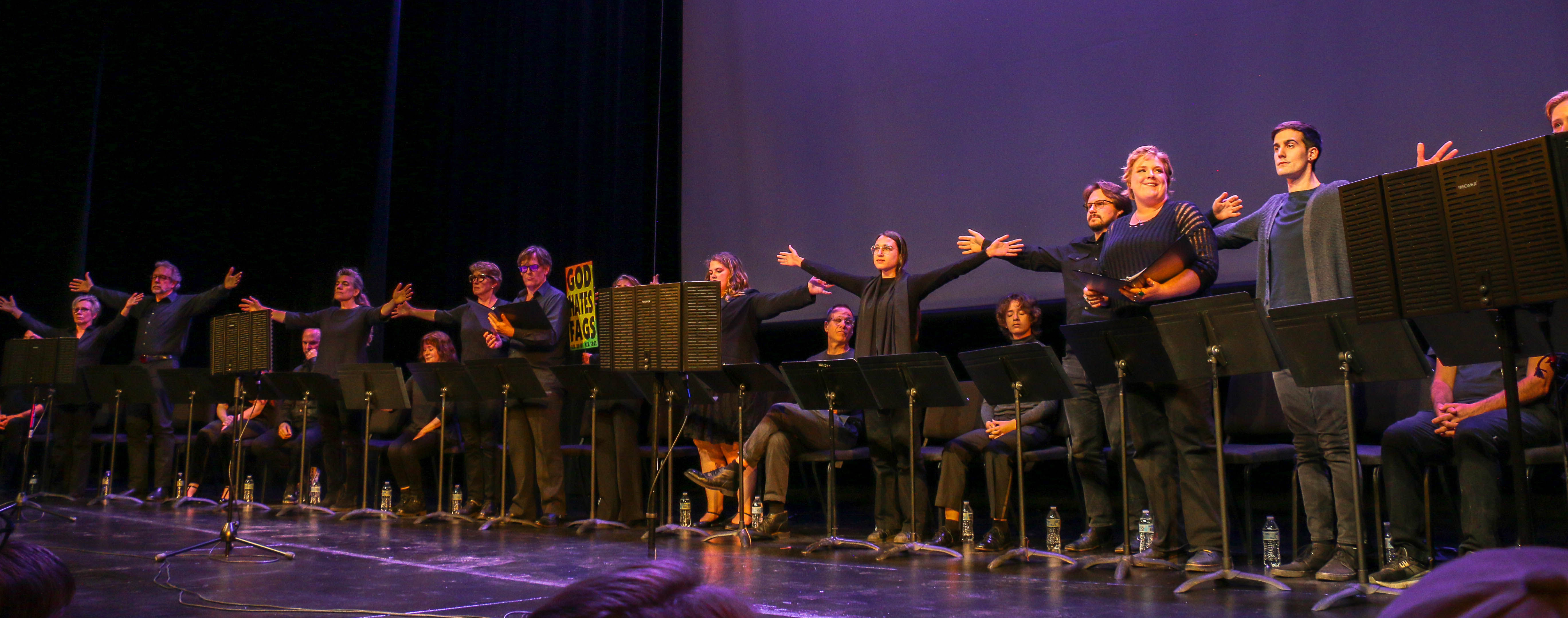 Members of the Tectonic Theater Project joined 20 local community members for a reading of