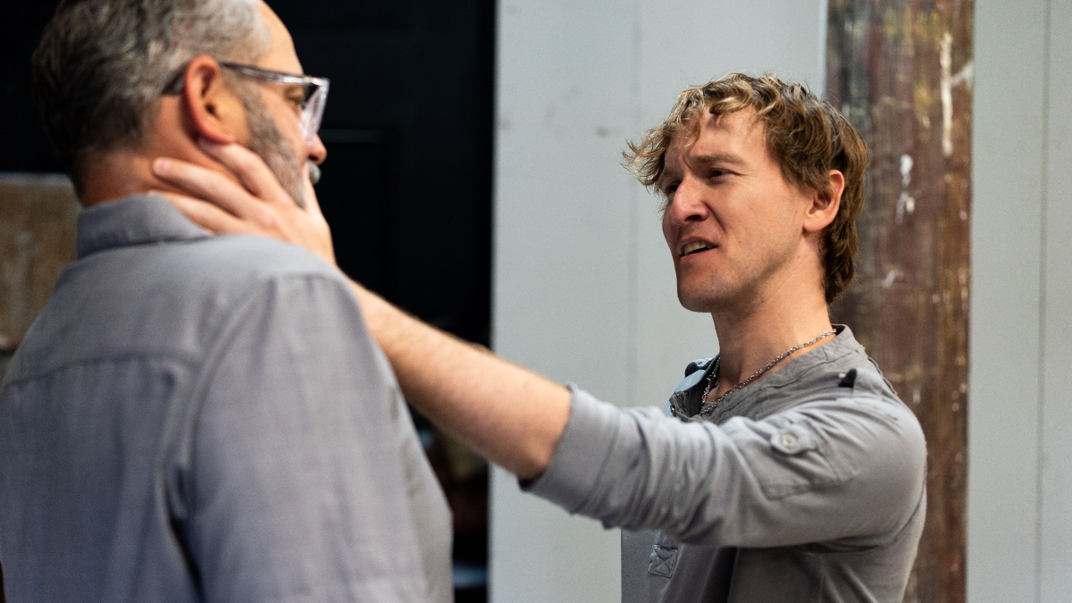 Actors Josh Levy, left, and Jayce Johnson in 'Blasted,' the newest example of Benchmark Theatre's 