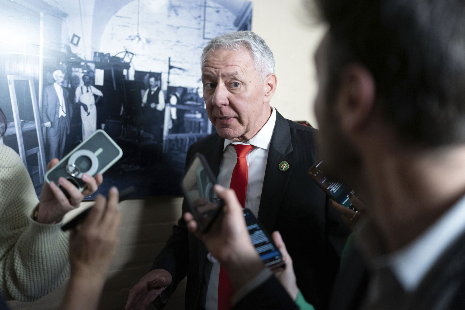U.S. Rep. Ken Buck is followed by reporters as the Colorado Republican arrives at the GOP caucus meeting at the Capitol in Washington on Monday, Oct. 16, 2023. (ErnestLuningernest.luning@coloradopolitics.comhttps://secure.gravatar.com/avatar/61bb0c52154afebd2a291cd6e42b5b66?d=mm&r=g)