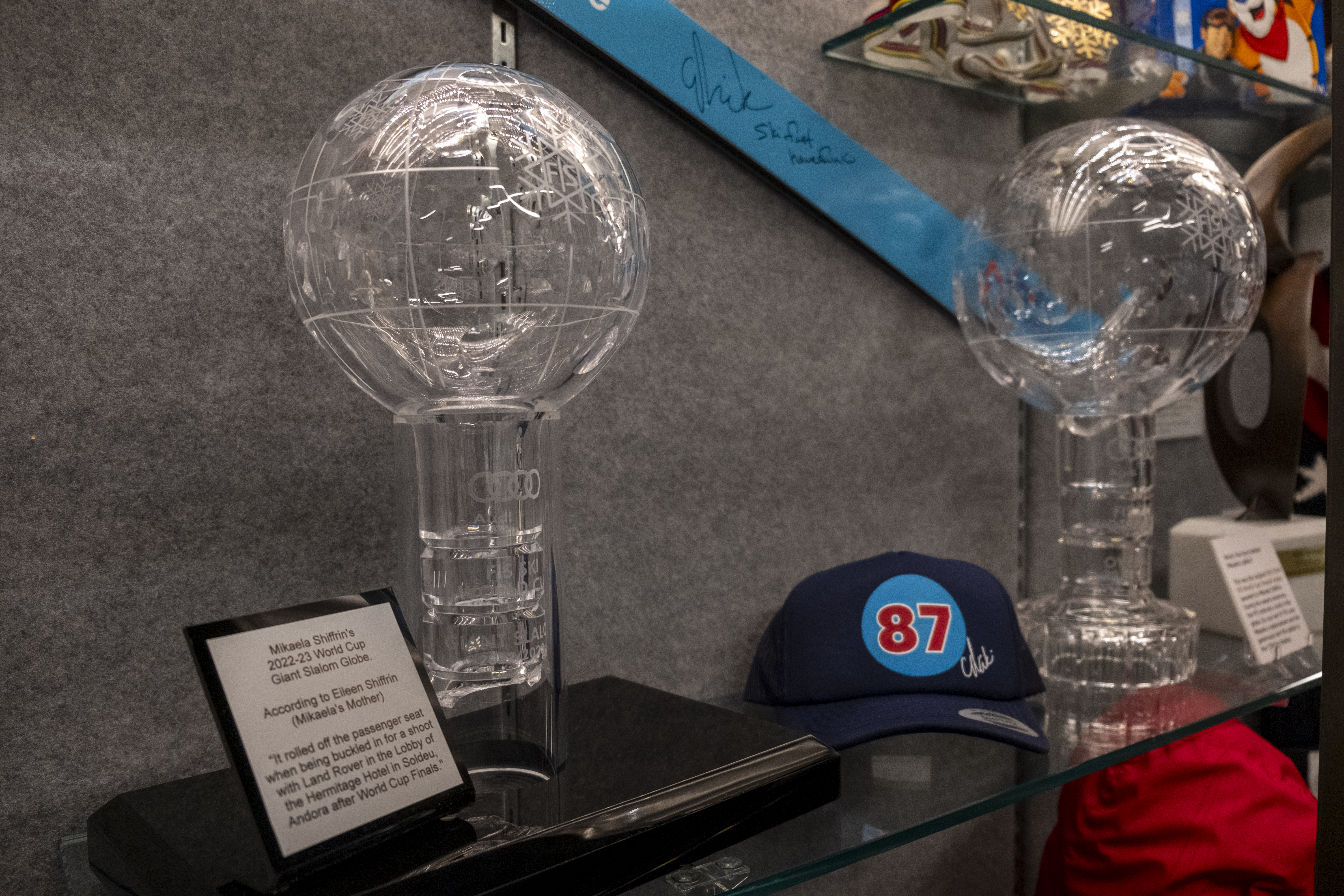 Mikaela Shiffrin's 2022-23 World Cup Giant Slalom globe, left, one that broke while she was filming a car commercial in Andorra in March 2023, sits next to the a cracked 2017-18 World Cup Overall globe in a display case at the Colorado Snowsports Museum in Vail, Colorado. (JonathanIngrahamDigital Strategistjonathan.ingraham@denvergazette.comhttps://denvergazette.com/content/tncms/avatars/c/dd/7f0/cdd7f086-b693-11ec-b373-bba598953eb6.fc0f5608a6f1144f64f080f771bd904d.png)