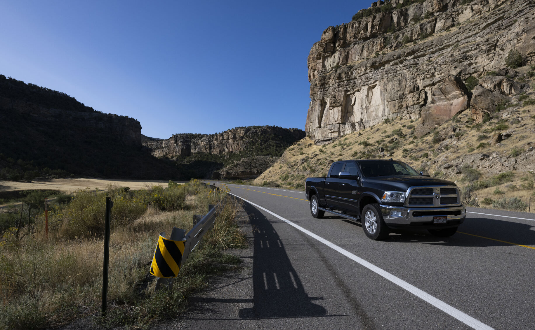 A pickup heads south from Interstate 70 along the Grand Mesa Scenic Byway or Highway 65 toward the Grand Mesa Wednesday, Oct. 4, 20213. (The Gazette, Christian Murdock) (Christian Murdock/The Gazette)