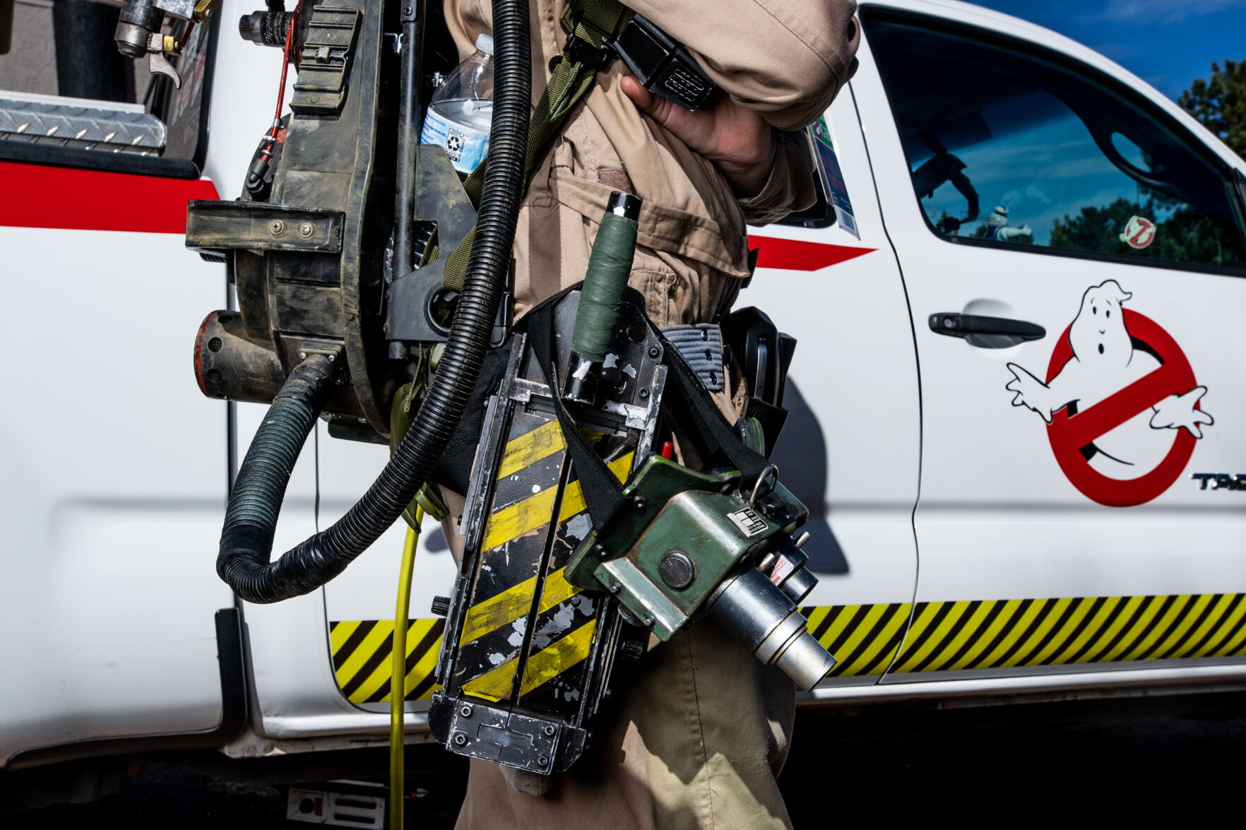 Dorian Marricle, a members of the Colorado Springs Ghostbusters wears and outfit complete with goggles, ghost traps and event the infamous proton pack featured in the famous film. (Parker Seibold, The Gazette) (Parker Seibold)