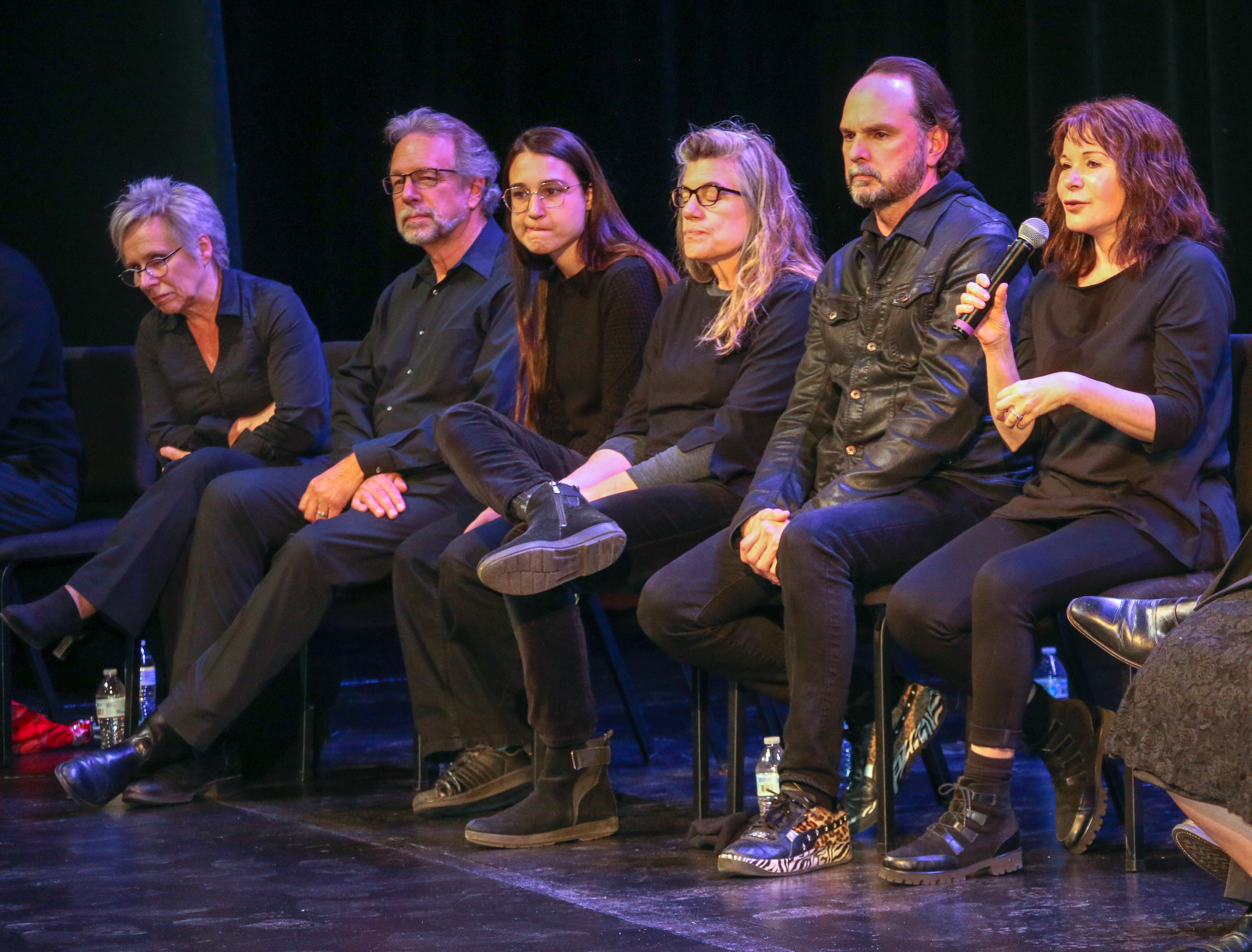 Amanda Gronich of the Tectonic Theater Project speaks during the audience talkback following