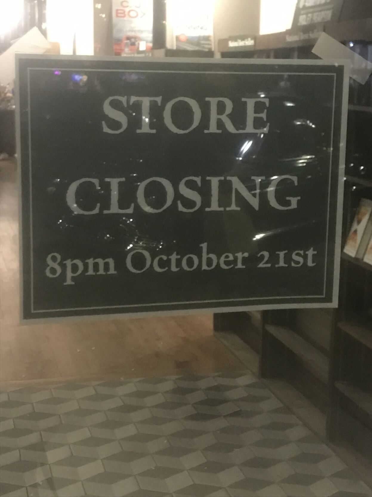 A sign on the front door announces the Tattered Cover's final day of operation. (O'Dell Isaac/The Gazette)