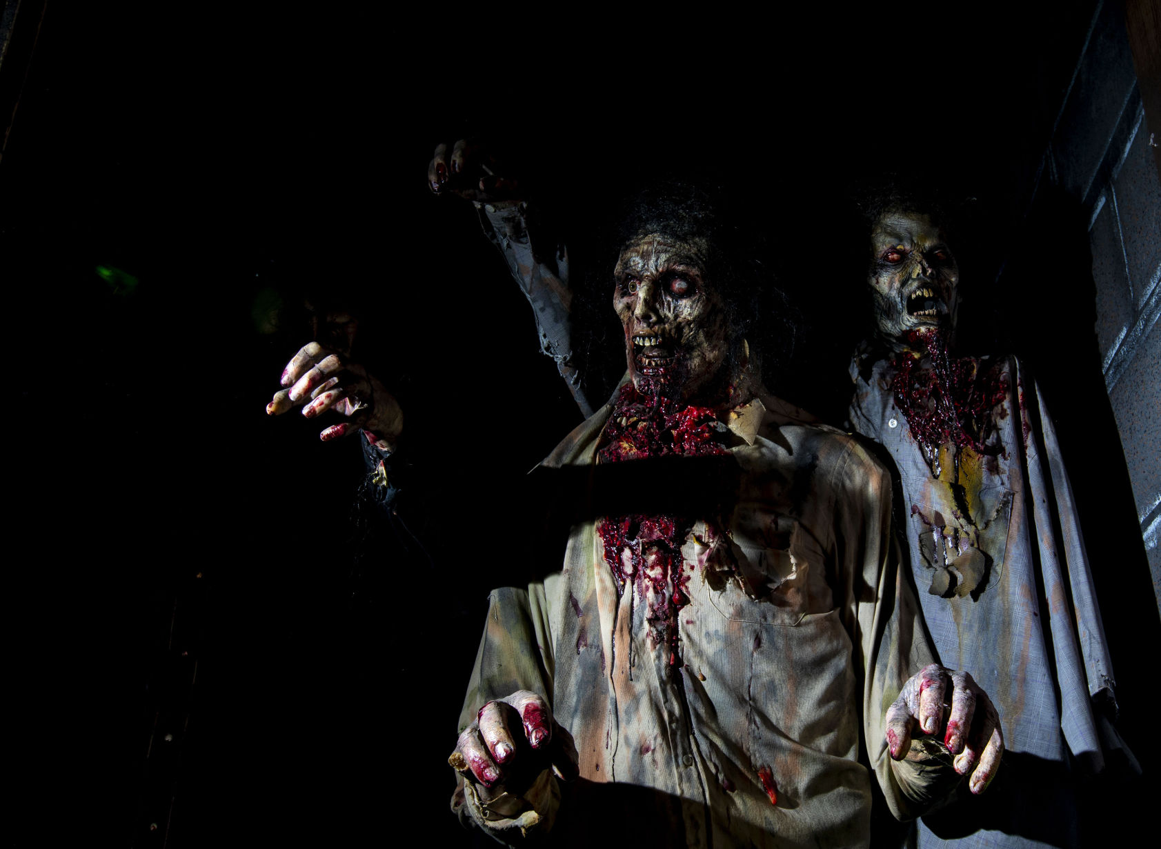 Zombies await to scare in the Haunted Mines in Colorado Springs on Wednesday, Oct. 9, 2019. Hellscream and Haunted Mines have been named the No. 1 and No. 2 haunted houses in the state by Scare Factor. (Chancey Bush/The Gazette)