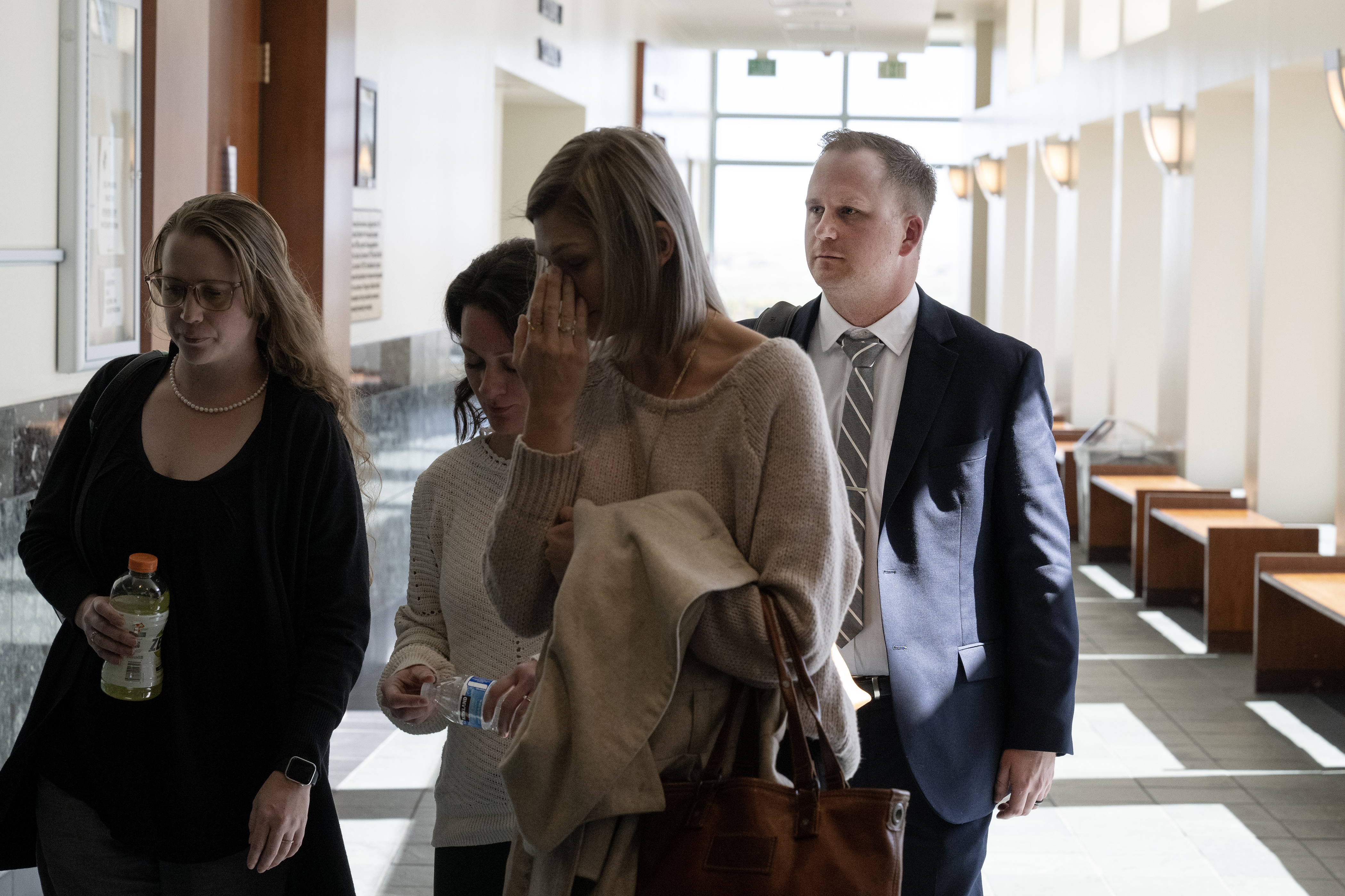 FILE PHOTO: Aurora police officer Nathan Woodyard, right, leaves the courtroom during a break in his trial on charges he faces in the 2019 death of Elijah McClain, on Wednesday, Oct. 18, 2023, at the Adams County Justice Center in Brighton, Colo. (Timothy Hurst/Denver Gazette) (TimHursttim.hurst@gazette.comhttps://secure.gravatar.com/avatar/aca82bd62b4ee425c598527cd6faa1b1?d=mm&r=g)