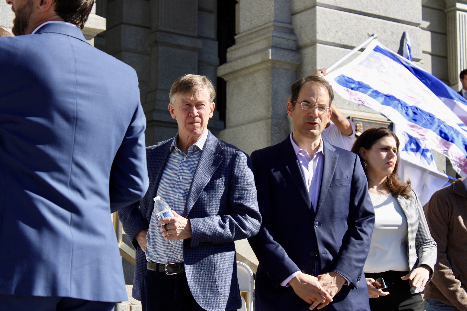 Colorado Senator John Hickenlooper, Colorado Attorney General Philip Weiser and Secretary of State Jena Griswold joining pro-Israel supporters outside the state capitol building on Sunday, Oct. 15. (Noah Festenstein/The Denver Gazette) (NoahFestensteinCity Government Reporternoah.festenstein@denvergazette.comhttps://denvergazette.com/content/tncms/avatars/9/f0/326/9f032698-379f-11ee-8053-8bacbed4931f.60984dba383441d9647e0e740a08a8e6.png)