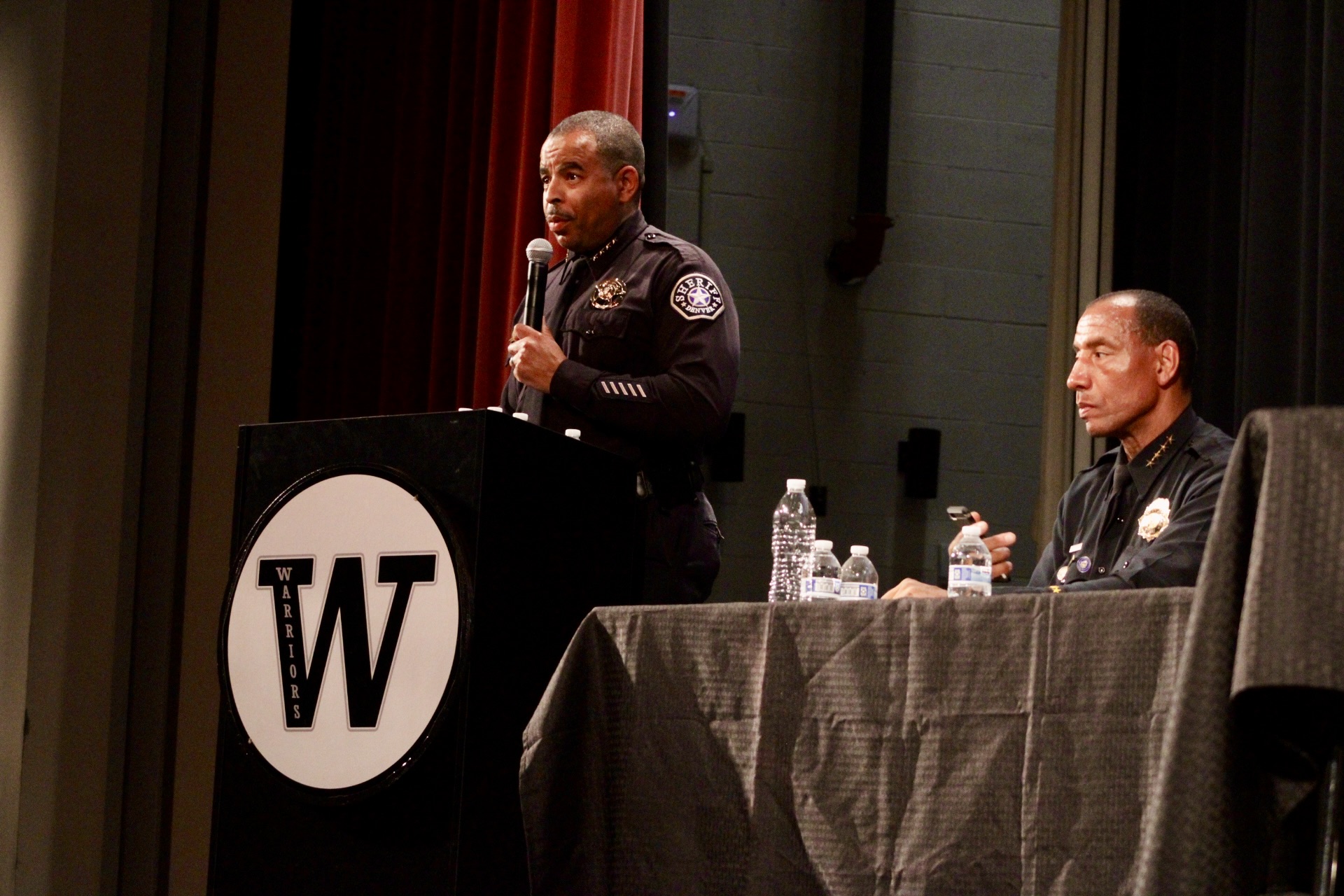 Denver Sheriff's Department Sheriff Elias Diggins speaking next to Denver Police Chief Ron Thomas during the public safety meeting at Montbello Middle School on Tuesday, Oct. 10. (Noah Festenstein/The Denver Gazette) (NoahFestensteinCity Government Reporternoah.festenstein@denvergazette.comhttps://denvergazette.com/content/tncms/avatars/9/f0/326/9f032698-379f-11ee-8053-8bacbed4931f.60984dba383441d9647e0e740a08a8e6.png)