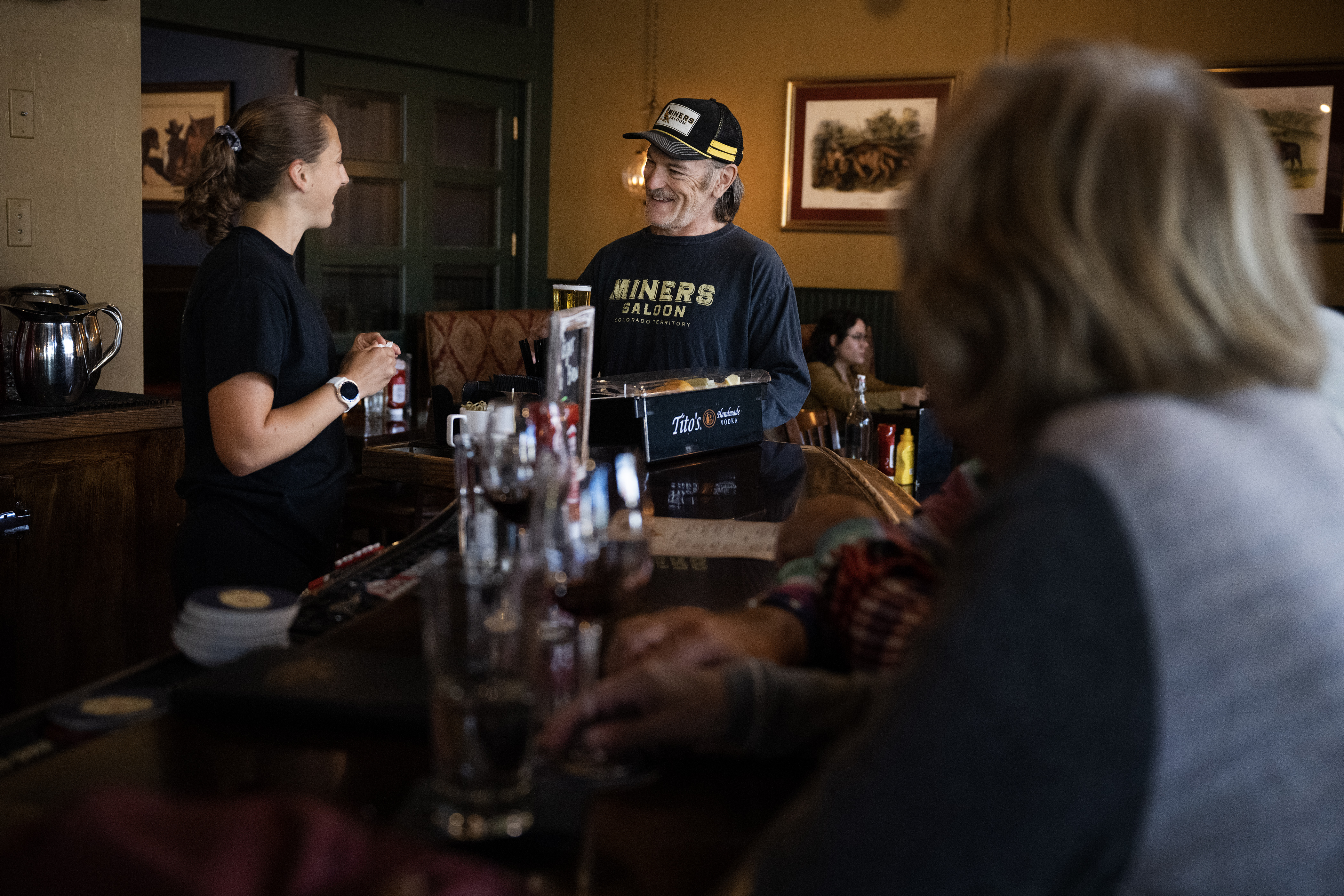 Dean Valdez, a former Coors employee who now owns several bars and restaurants in Golden with his wife Aimee, orders a Coors Banquet from bartender Camryn Glick while visiting Old Capitol Grill & Smokehouse, one of their properties that’s in the Coors Building, on Tuesday, Oct. 3, 2023, in Golden. (Timothy Hurst/Denver Gazette) (TimHursttim.hurst@gazette.comhttps://secure.gravatar.com/avatar/aca82bd62b4ee425c598527cd6faa1b1?d=mm&r=g)