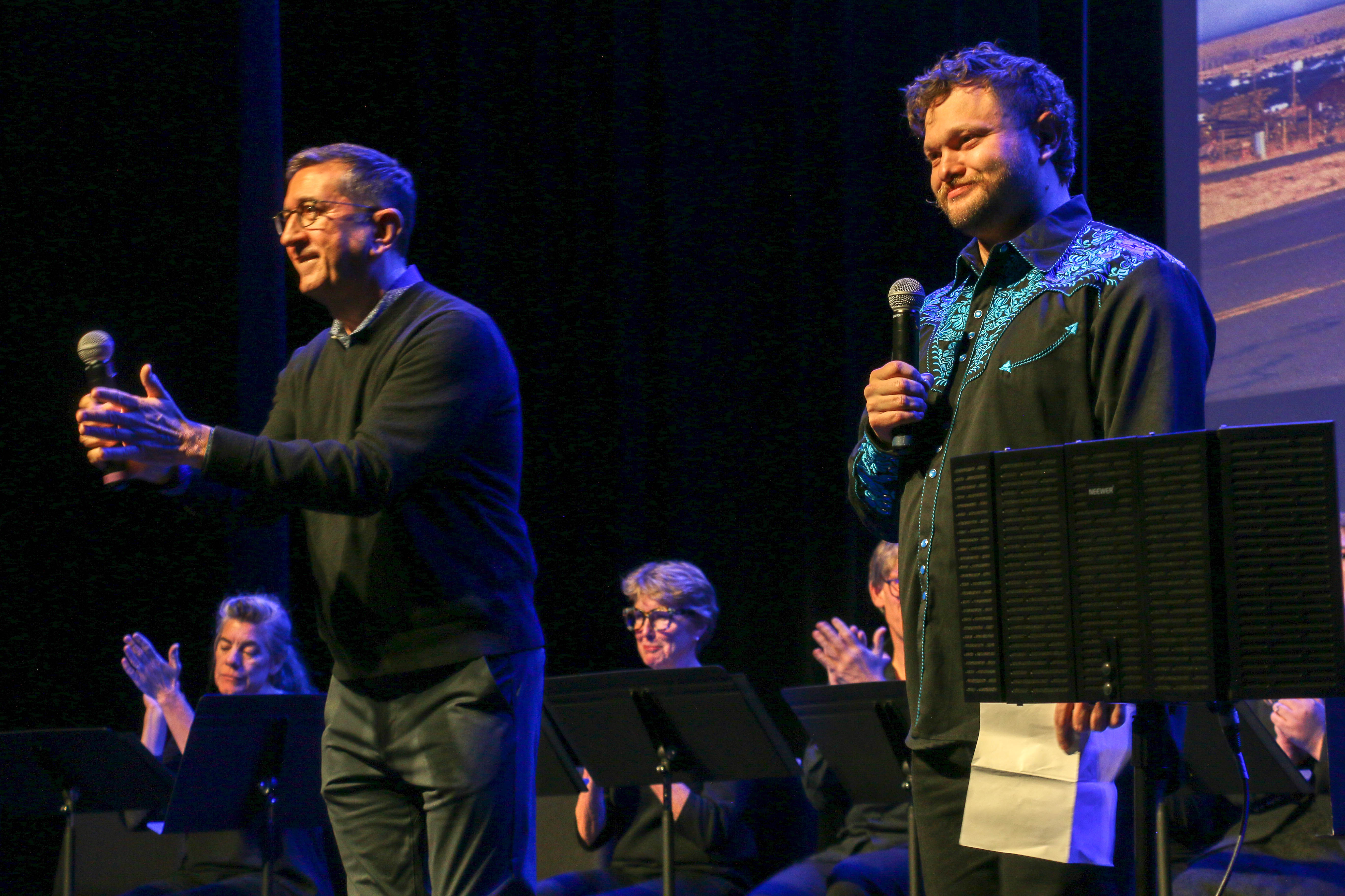 Director Jeffrey LaHoste of the Tectonic Theater Project and Matthew Greenberg of the Shepard Symposium for Social Justice introduce