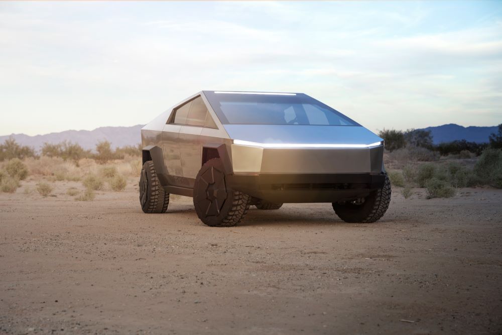 Tesla says its tri-motor Cybertruck can manage 500 miles between charges. (Press images courtesy of Tesla Motors)